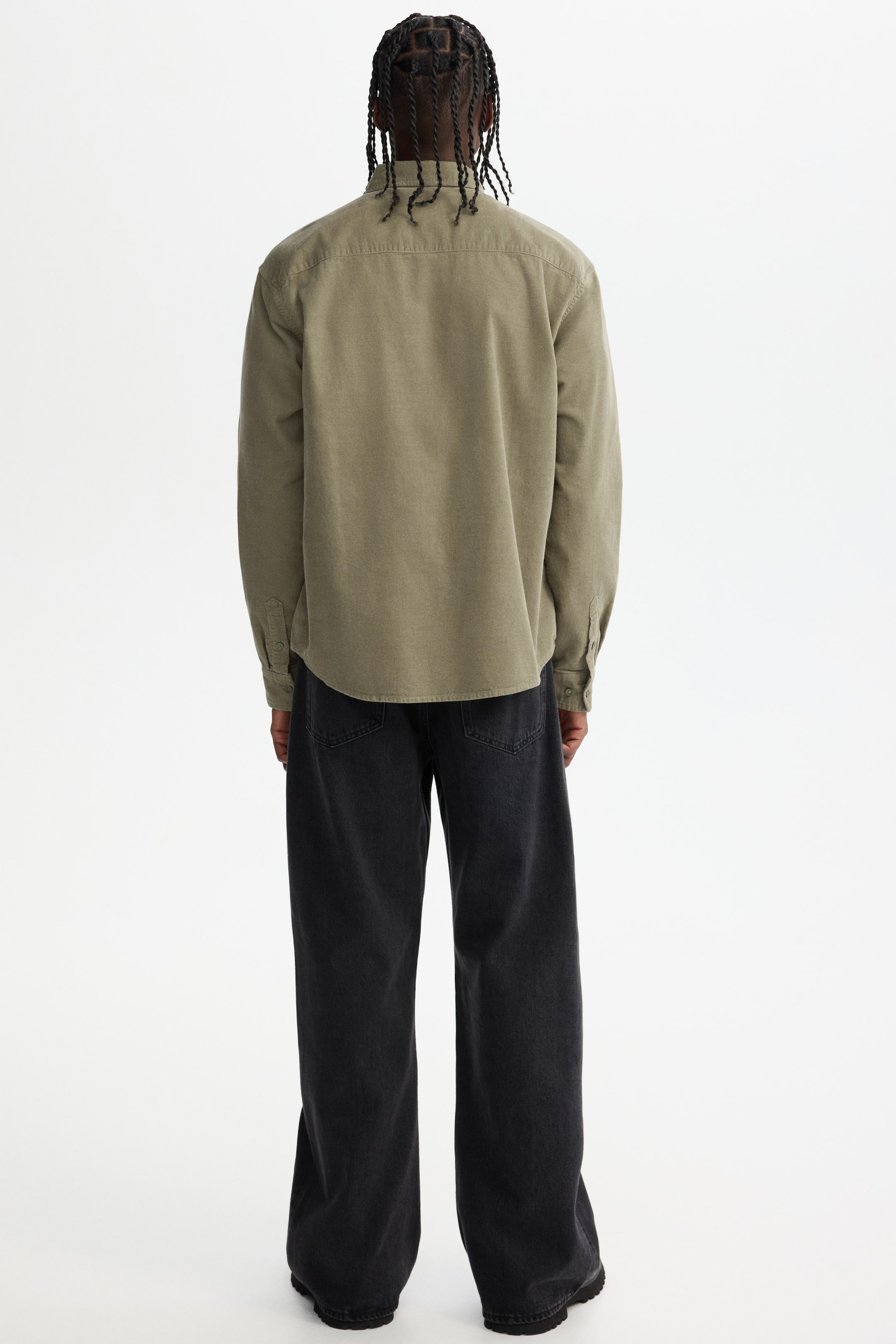 Prikaži veću sliku: Košulja od rebrastog somota Regular Fit - Kaki zelena - Men | H&M RS 4