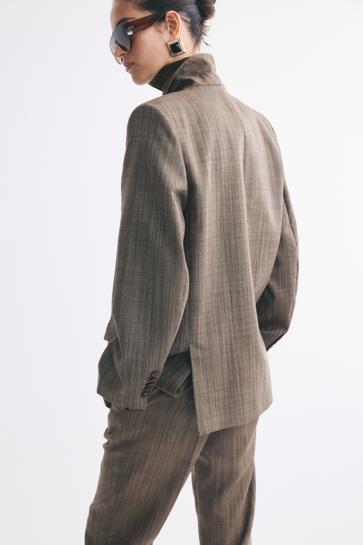 Женский пиджак H&M Double-Breasted Wool, цвет: Тёмный серо-коричневый — фото 5