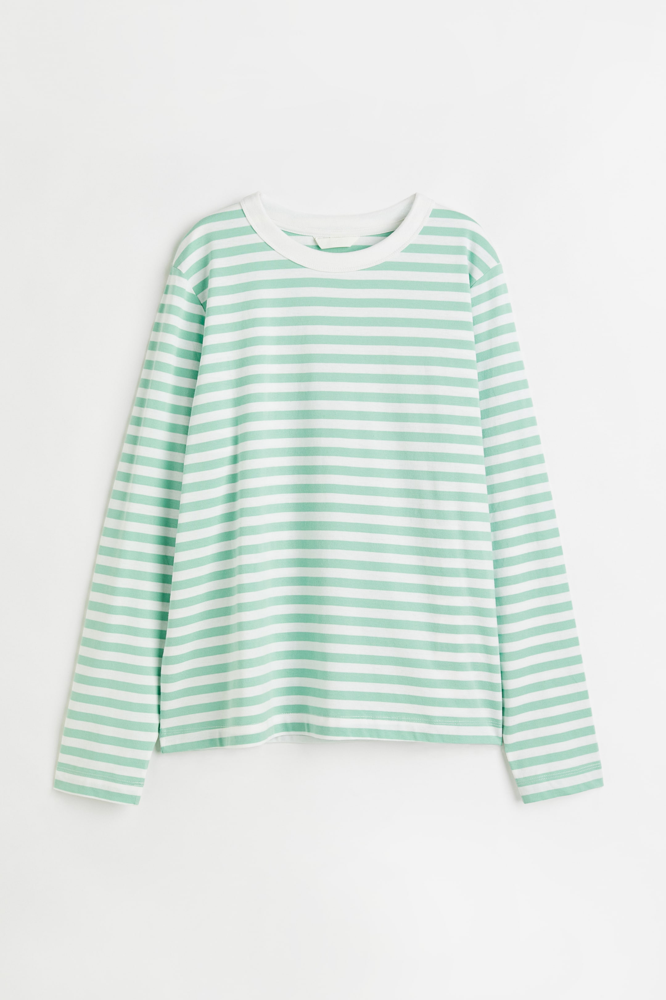 View larger image: H&M+ Cotton jersey top - Light turquoise/Striped - Ladies | H&M 1