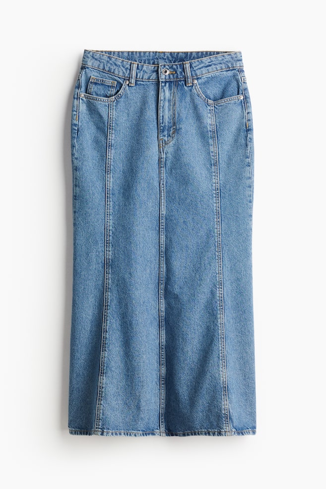 Flared denim skirt - Light denim blue/Black - 1