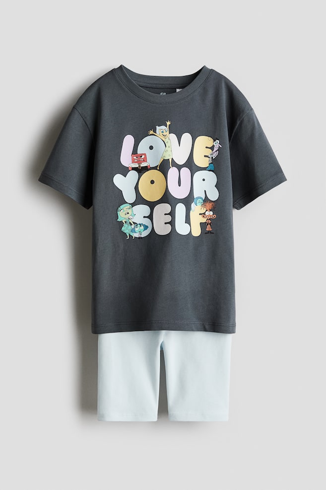 2-piece Printed Set - Gray/Love Yourself/Cream/Lilo & Stitch/Cream/Pokémon/Light yellow/Lilo & Stitch - 1