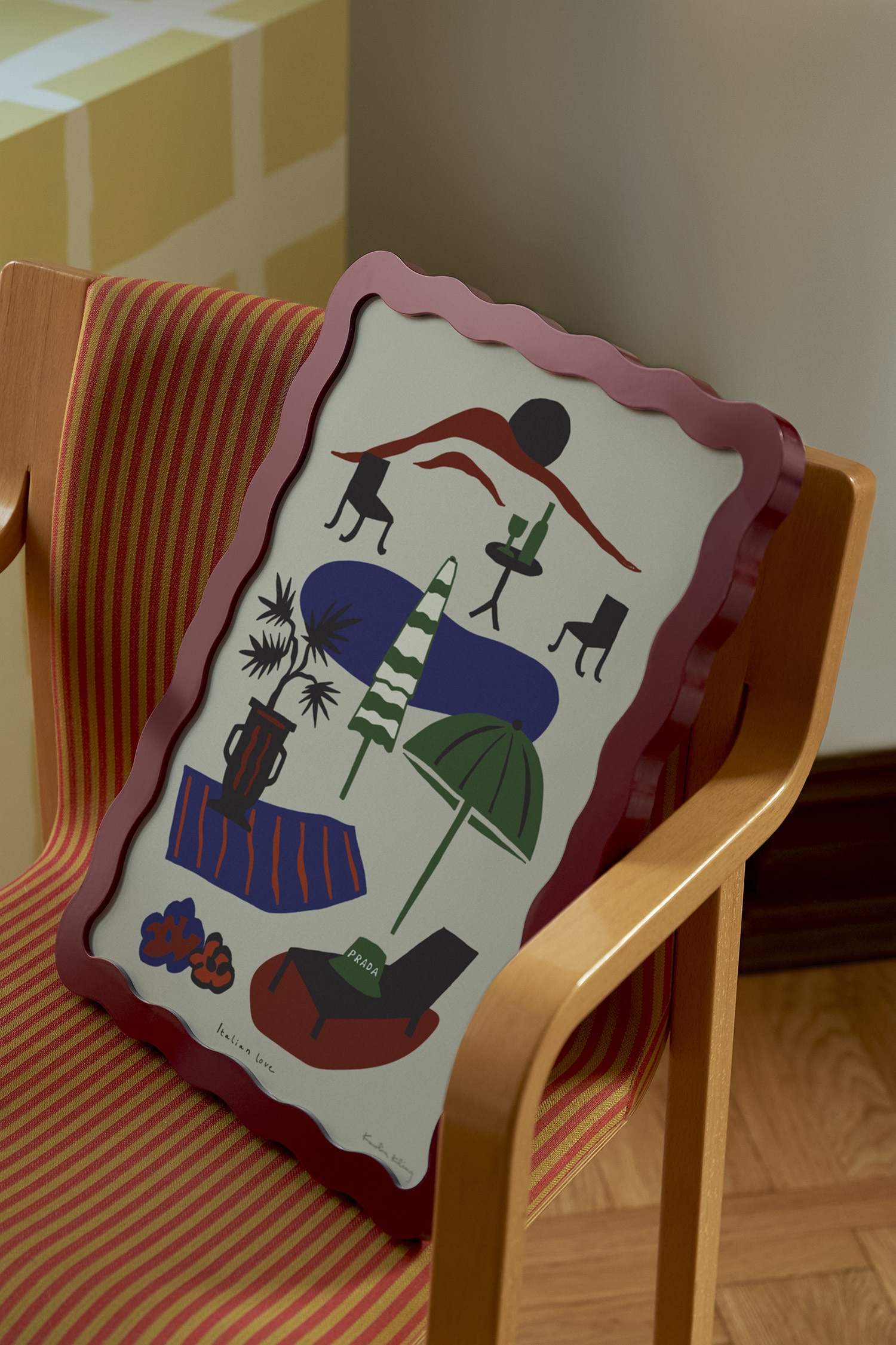 Wavy Cadre Photo Bois - Rouge