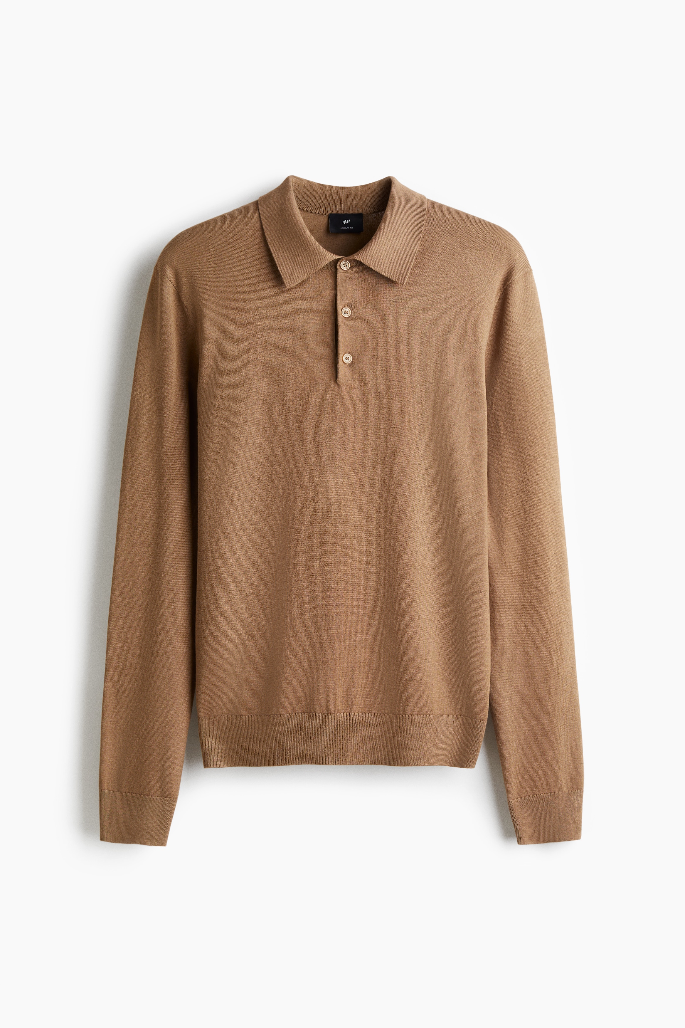 Regular Fit Fine Knit Polo Shirt - Dark beige/Dark blue/Brown/Black/Beige