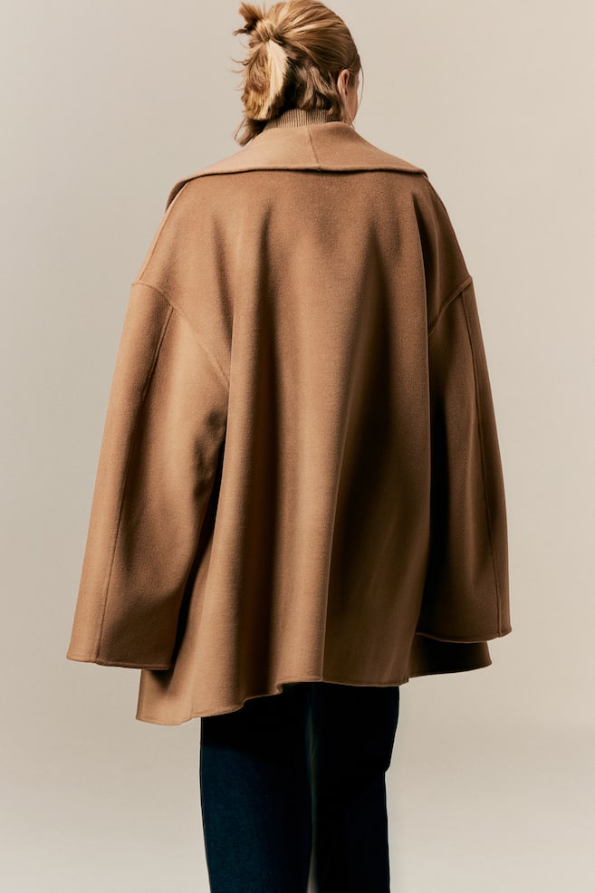 Oversized wool-blend coat - Camel/Dark grey marl - 4
