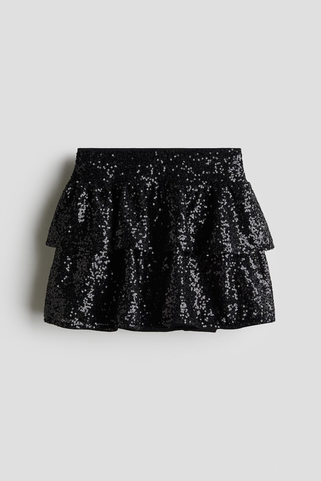 Falda escalonada de lentejuelas - Negro - 1