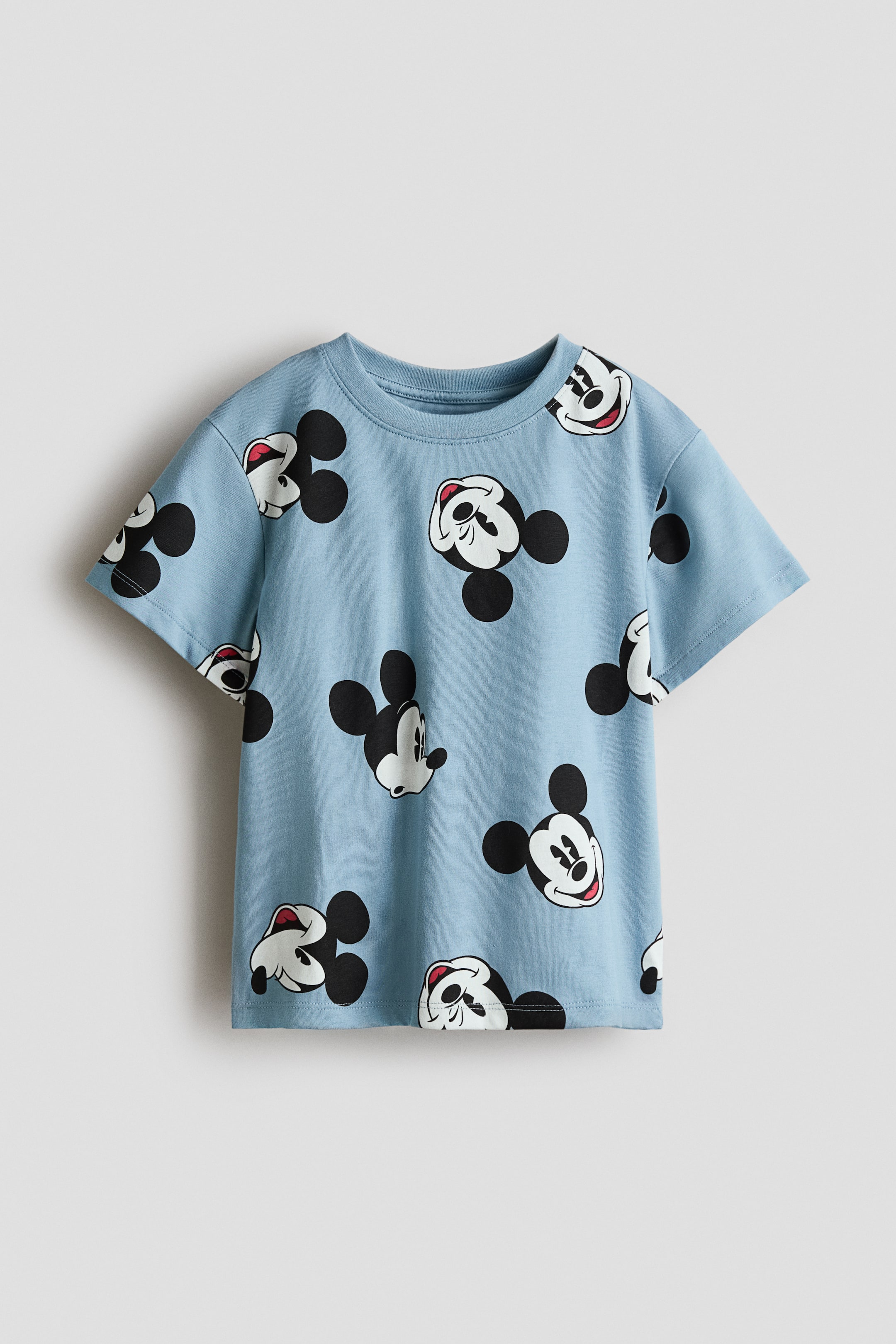 View larger image: Print-motif cotton T-shirt - Dusty blue/Mickey Mouse - Kids | H&M 1