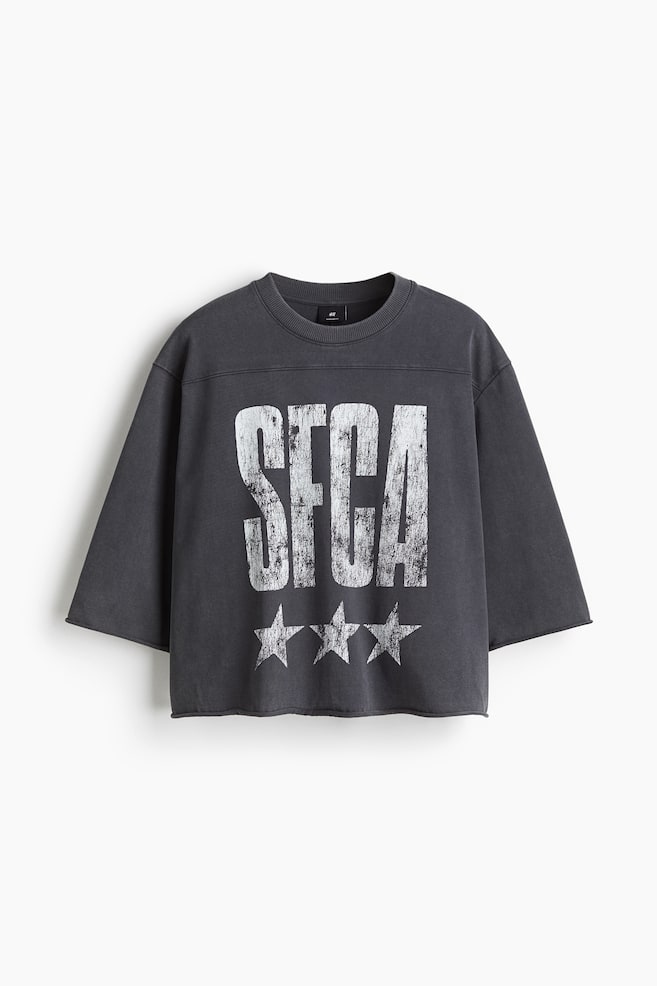 Oversized Fit Cropped T-shirt - Dark grey/SFCA - 1