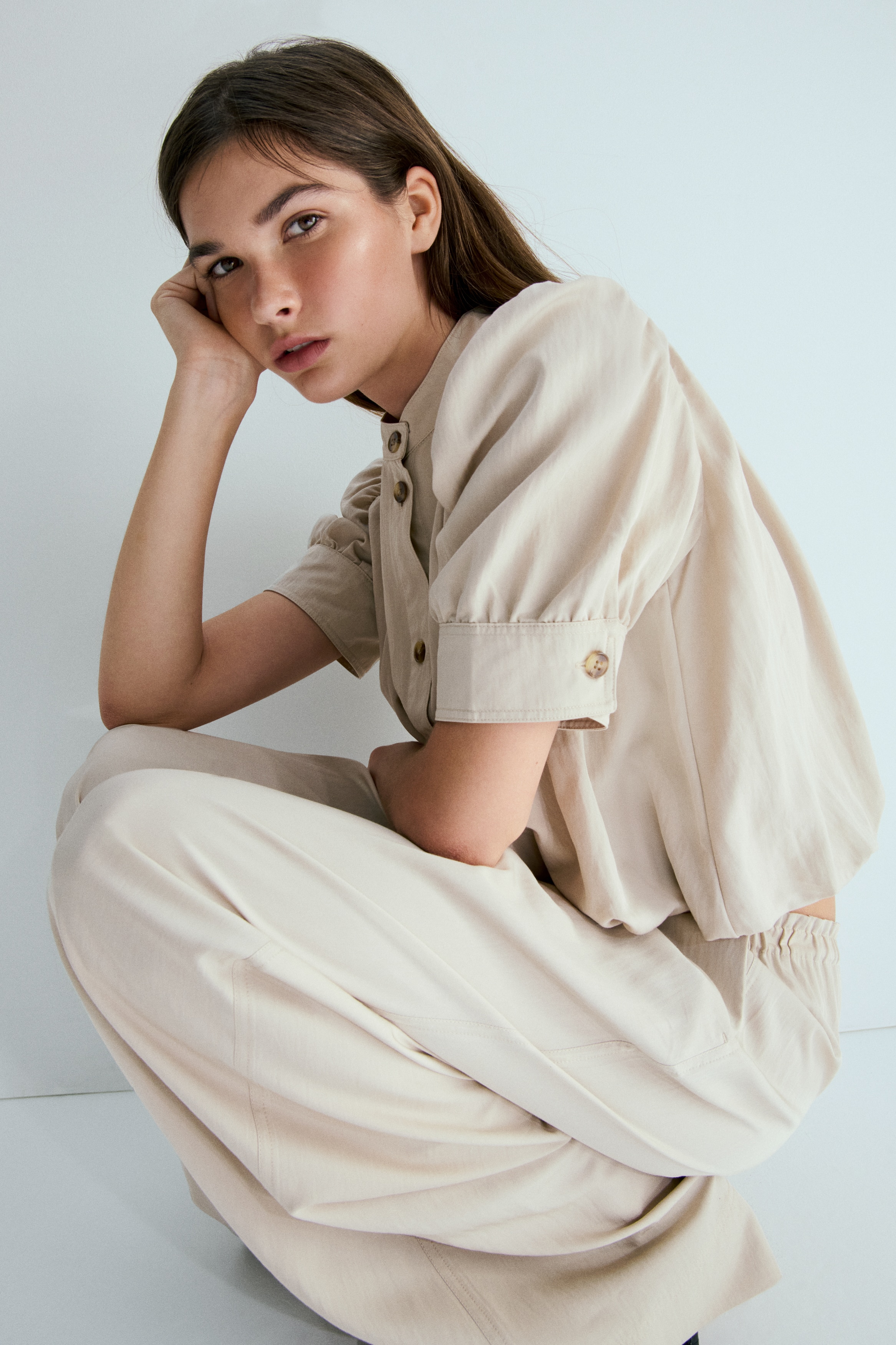 Twill pull-on broek - Lichtbeige