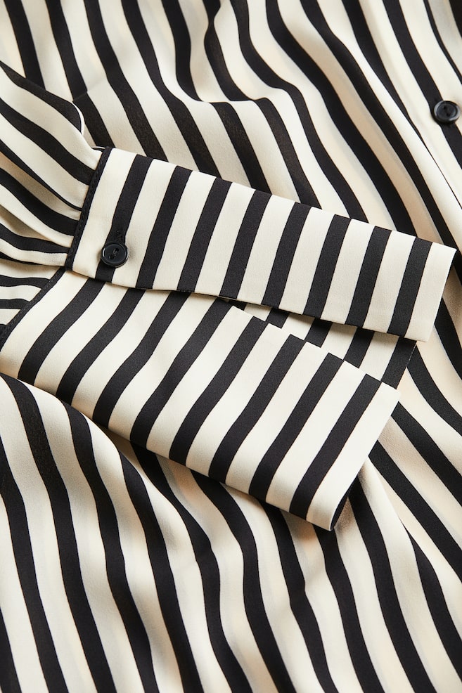 Tie-belt shirt dress - Light beige/Striped - 2