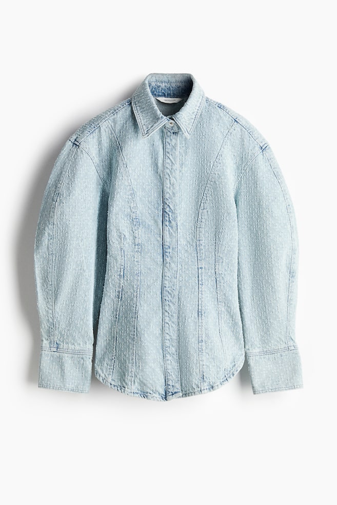 Bouclé denim shirt - Light denim blue - 1