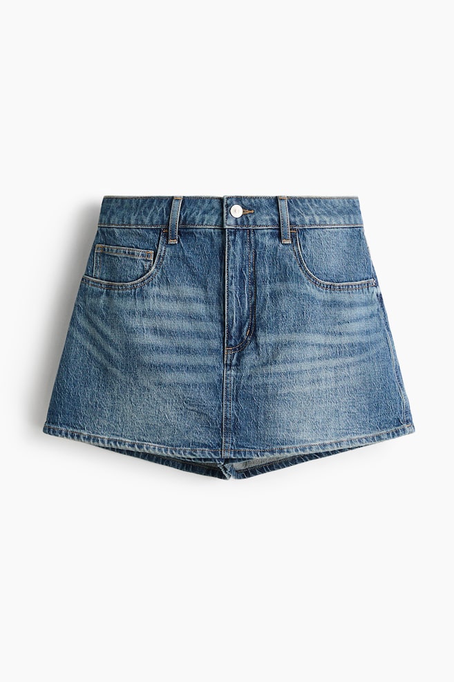 High-Waist Denim Skort - Denim blue/Dark denim blue/Cream - 1