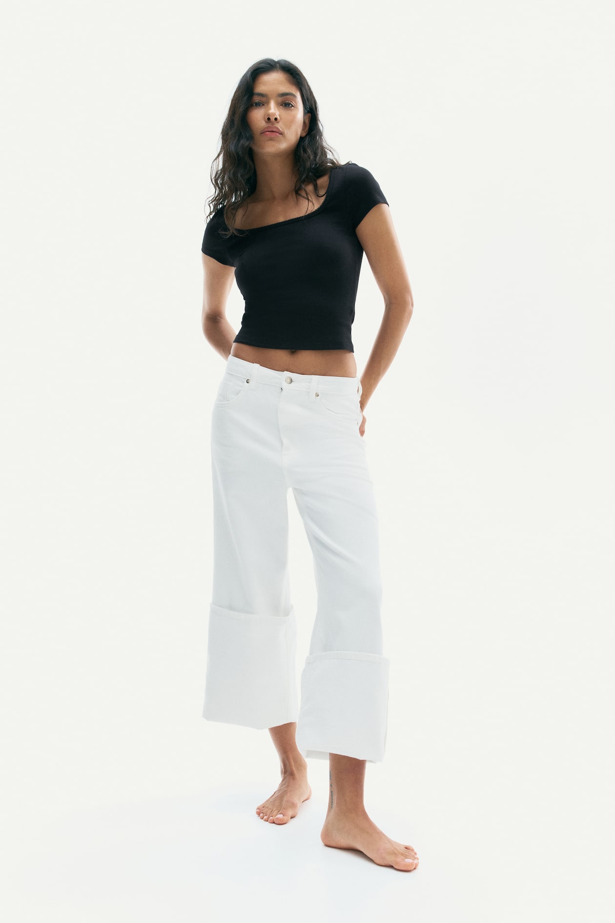 Picot-Trimmed Ribbed T-Shirt - image 3