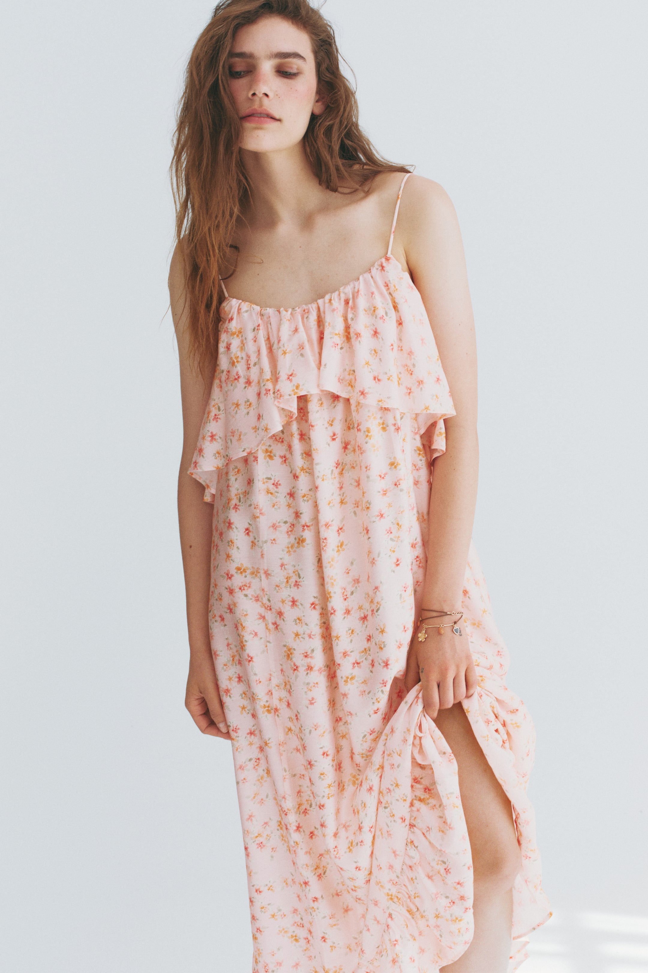 Ruffle-Trimmed A-Line Dress