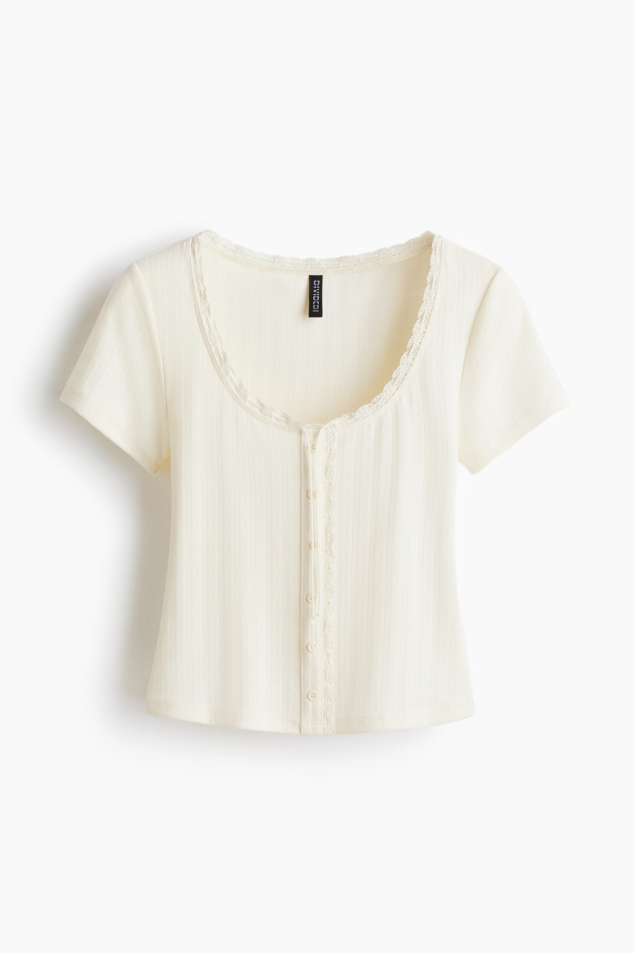 View larger image: Lace-trimmed top - Cream - Ladies | H&M IN 4