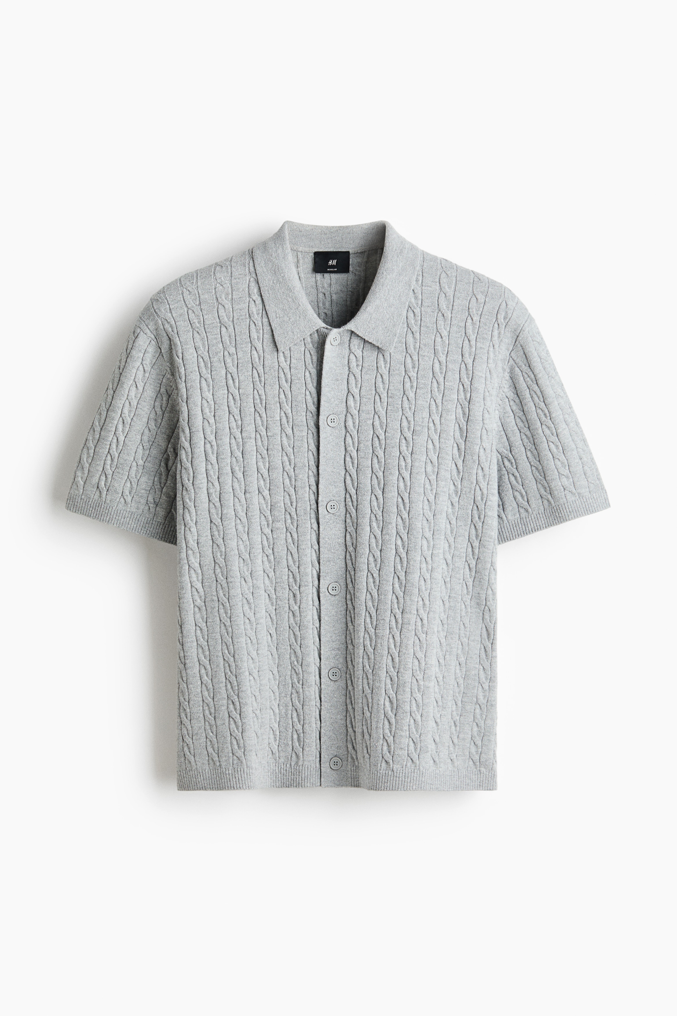 Camicia in maglia a trecce Regular Fit - Grigio/Bianco/Blu navy
