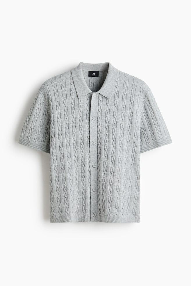 Regular Fit Cable-knit shirt - Grey/White/Navy blue - 1