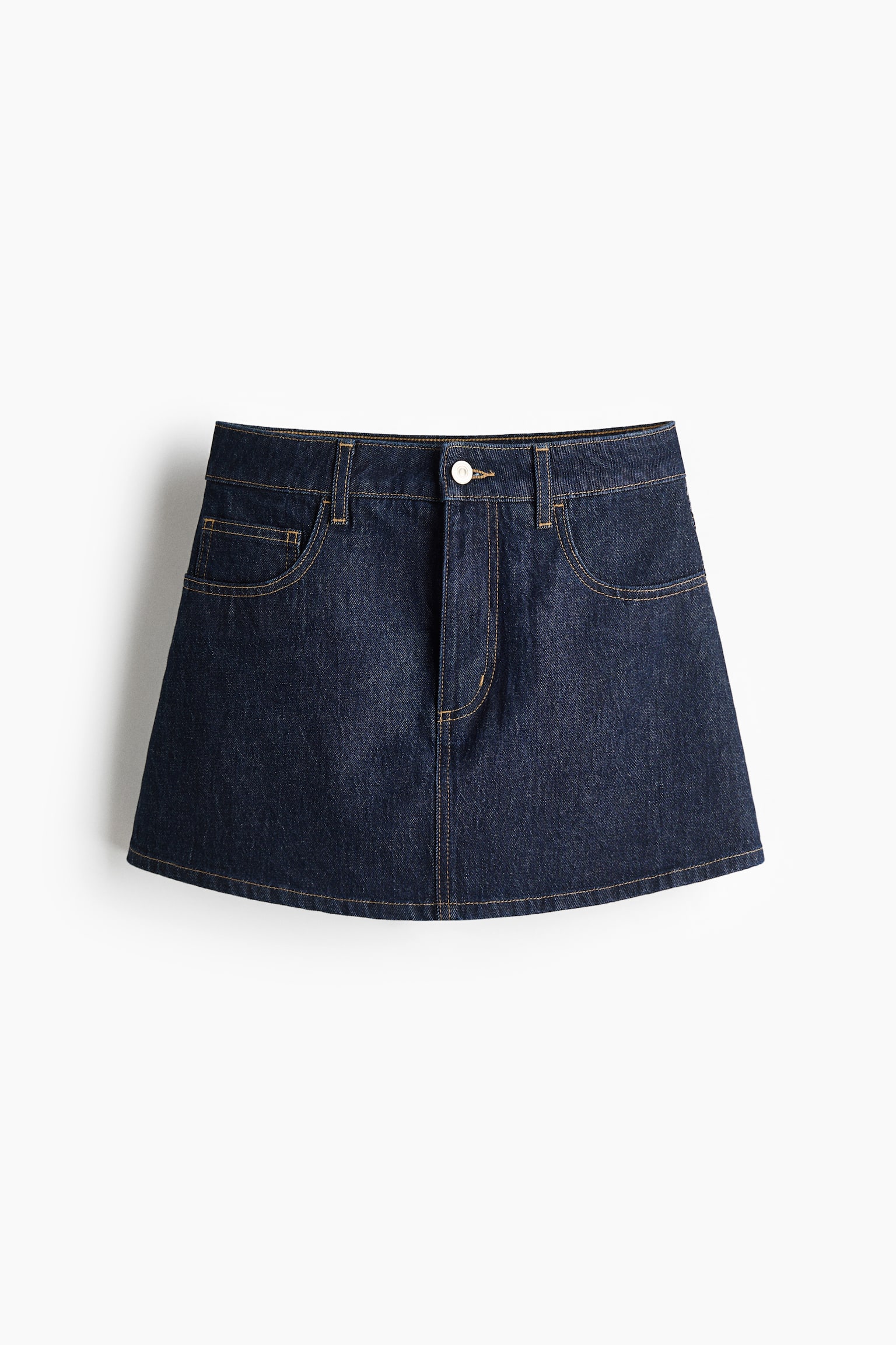 High-Waist Denim Skort - Dark denim blue/Denim blue/Cream - 1