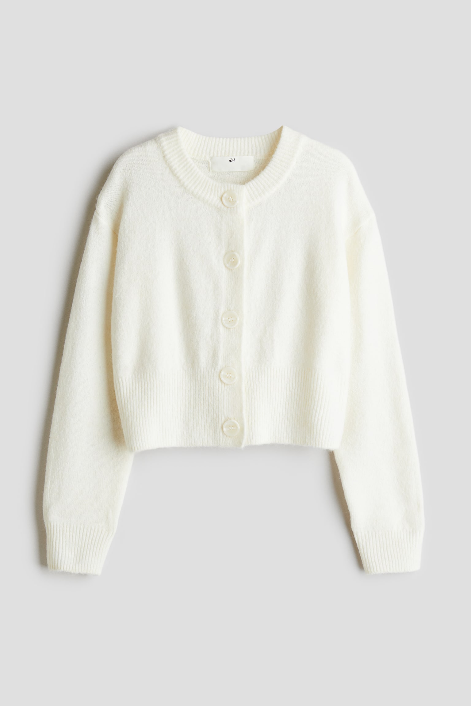 Fine-knit cardigan - White/Beige/Black - 1