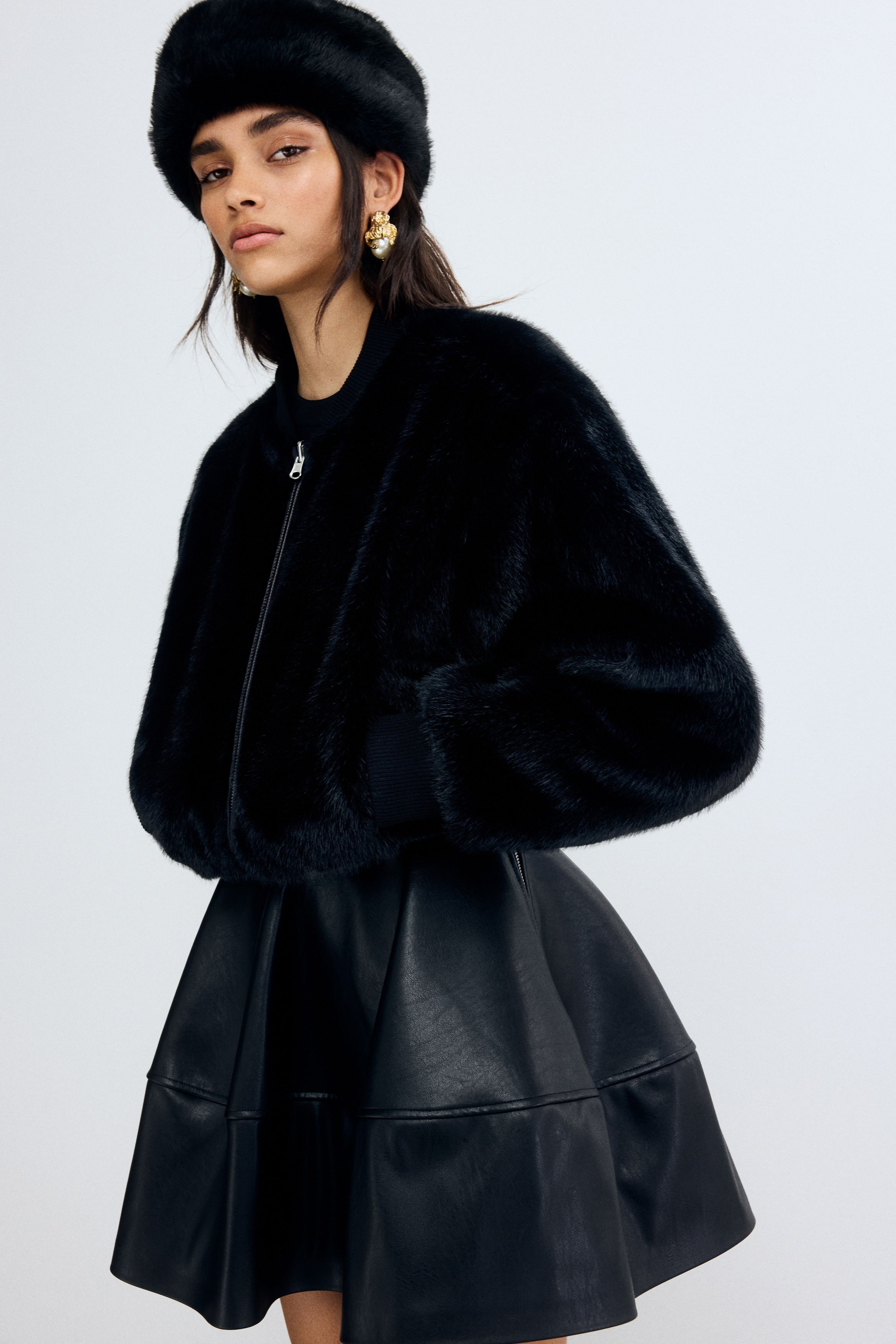 Jachetă de aviator reversibilă - Negru/Roșu-prună