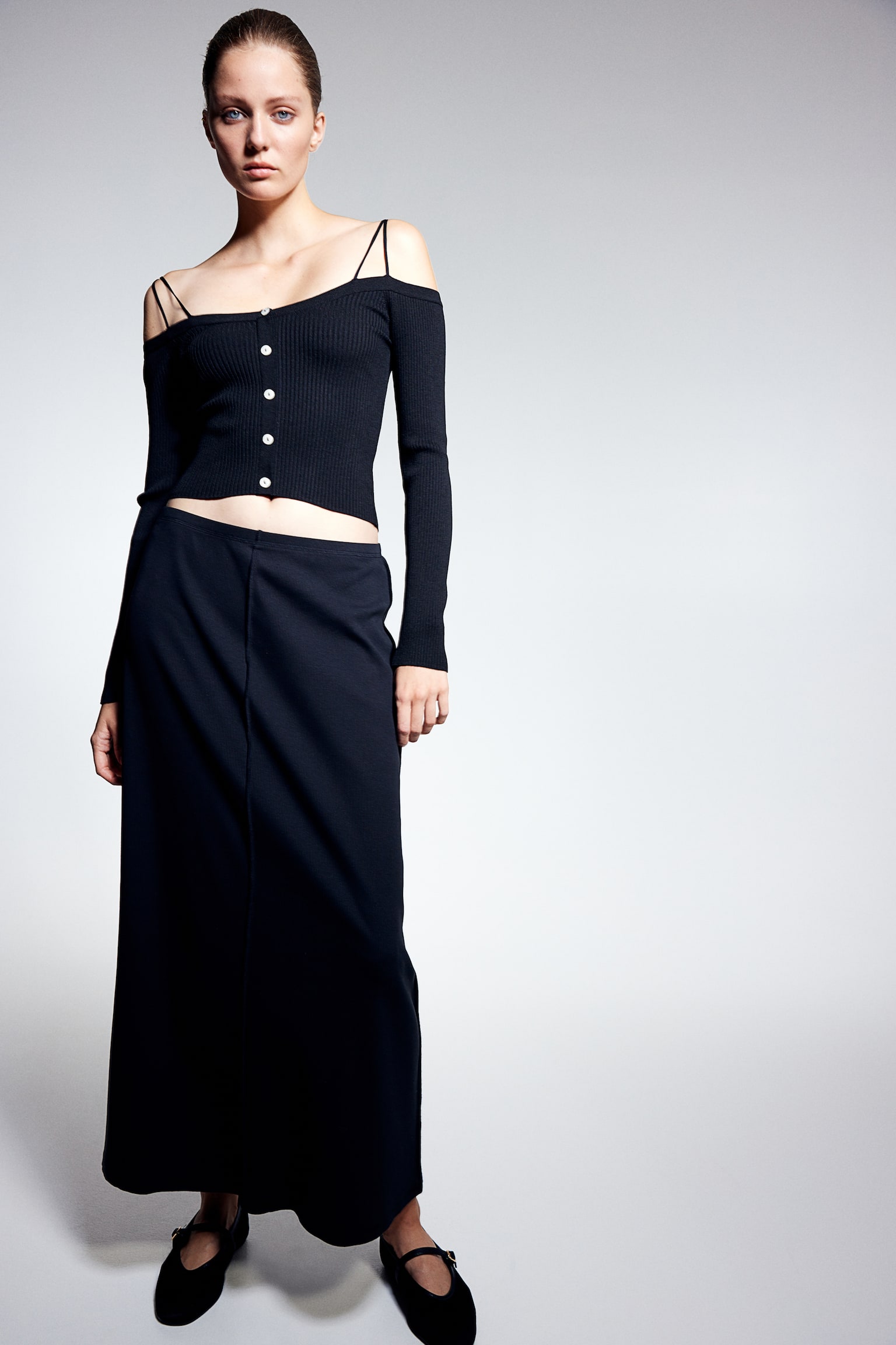 Jersey Maxi Skirt - Black - 1