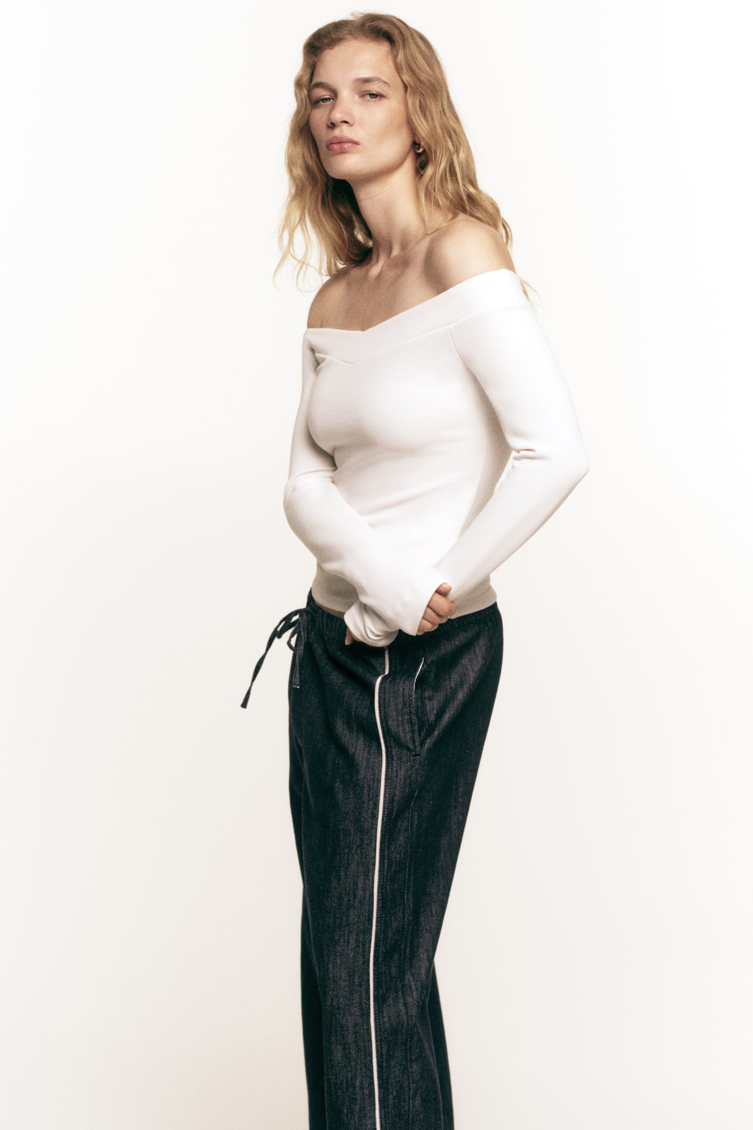 Denim drawstring trousers - Dark denim blue - 3