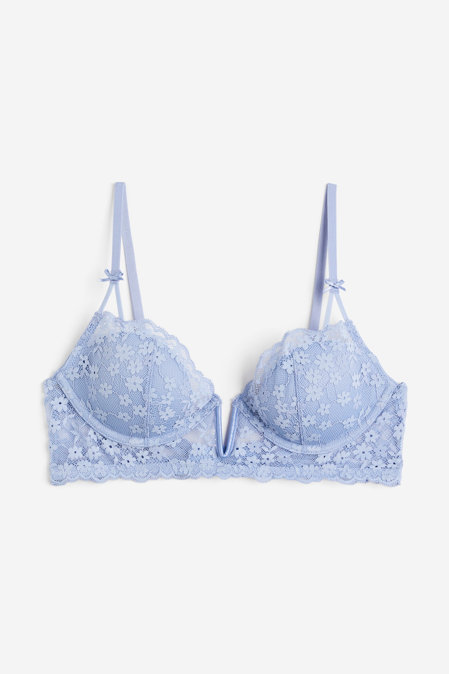 Padded Underwire Lace Bra - Light blue/Yellow/White - 1