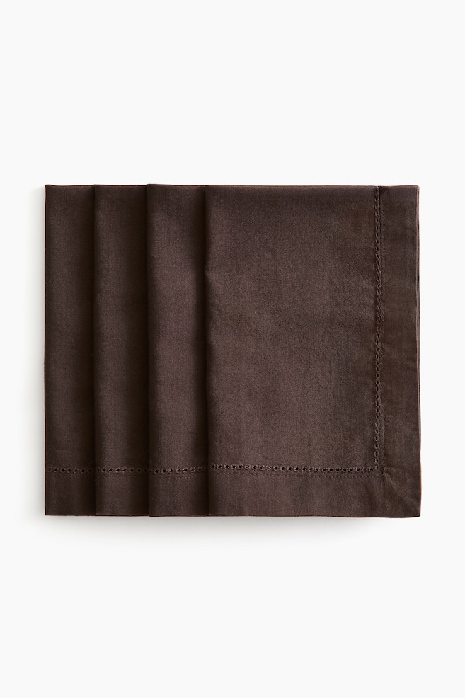 4-Pack Cotton Napkins - Dark brown/Light beige/White/Dusty blue/Dusty yellow - 1