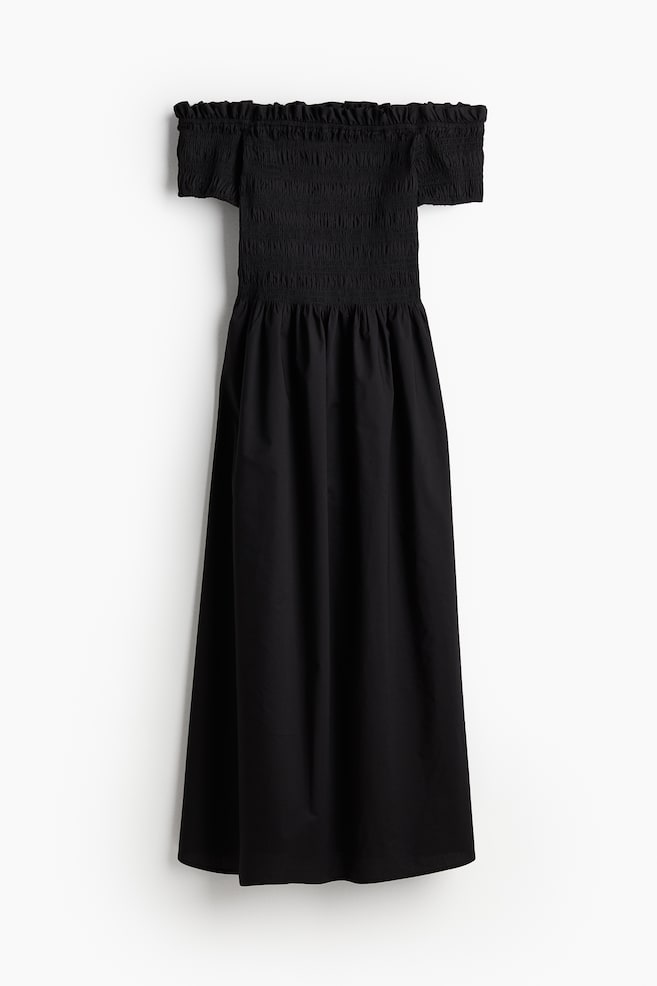 Smocked off-the-shoulder dress - Black/Black/Patterned - 2