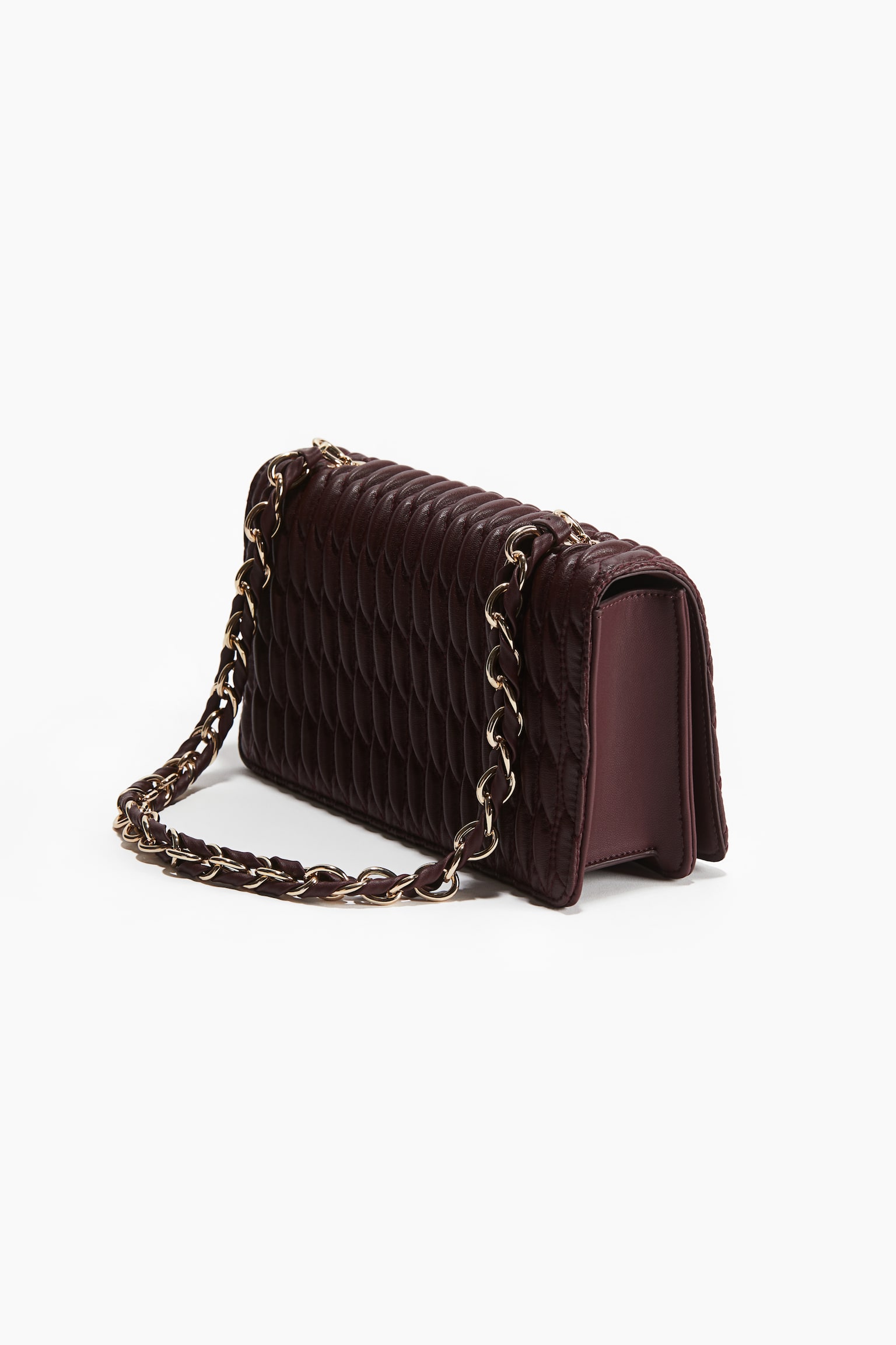 Quilted shoulder bag - Burgundy/Dark brown - 2