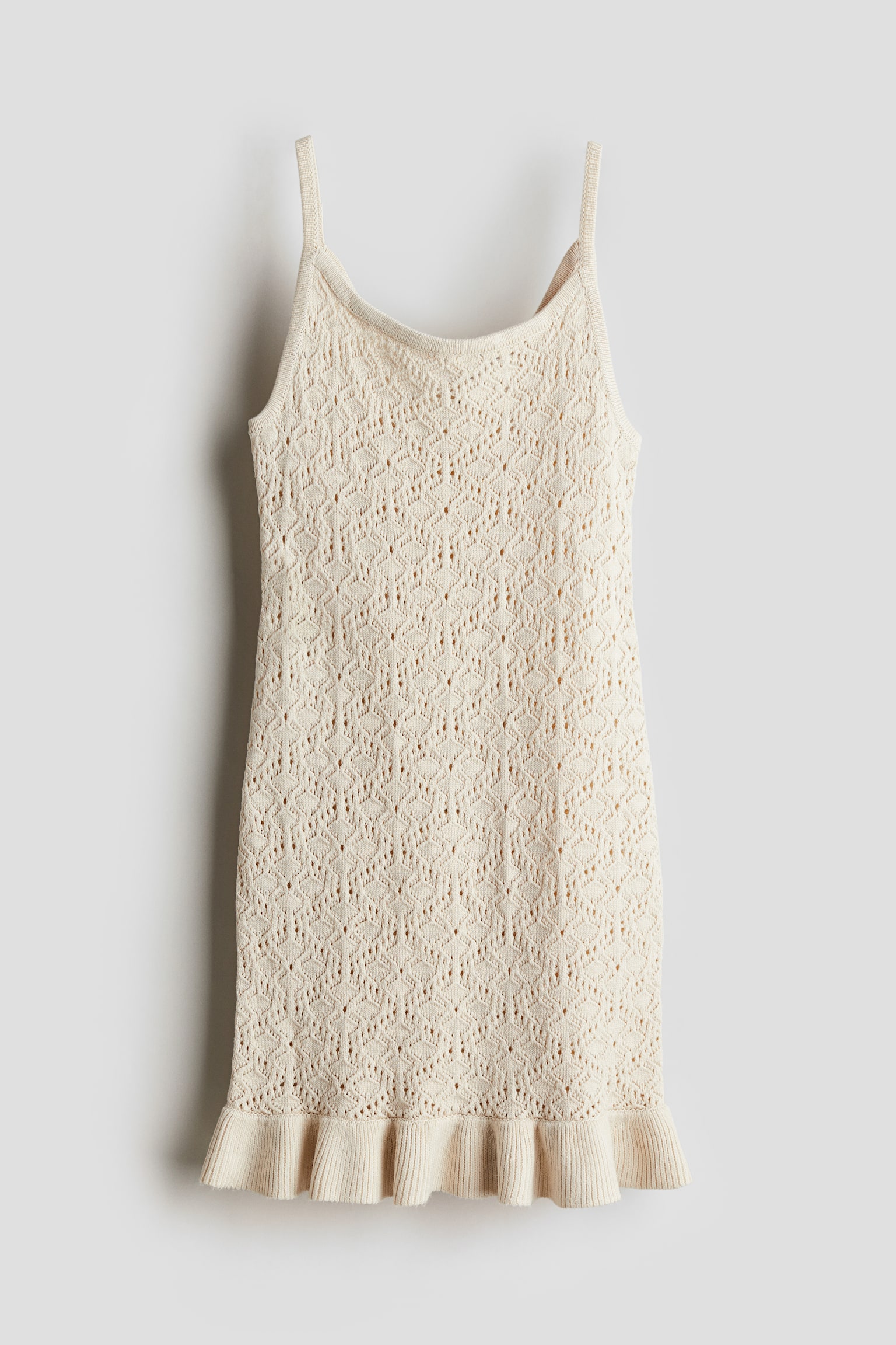 Jacquard Knit Strappy Dress - Beige/Ecru/Black stripe - 1