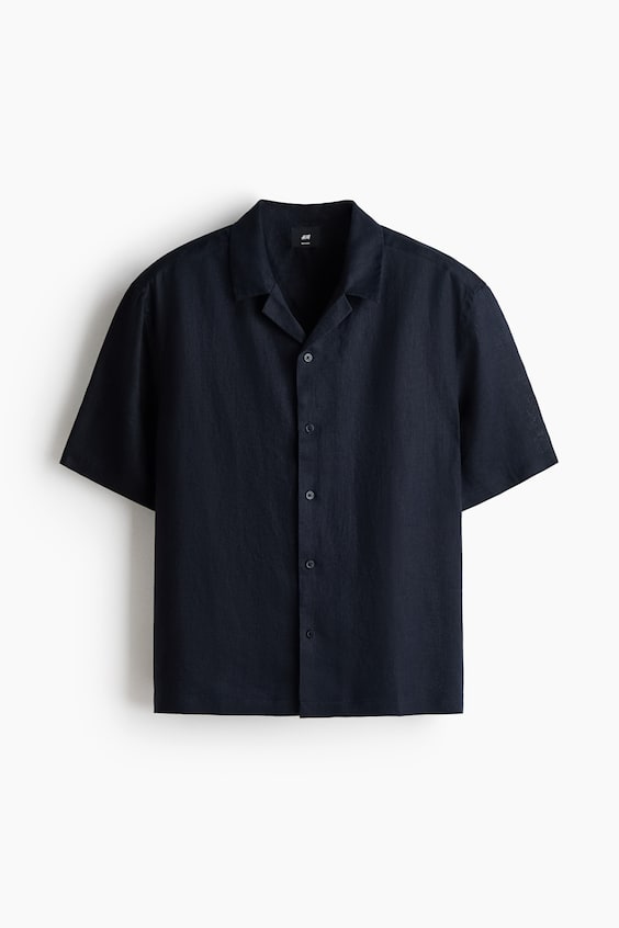 Мужские рубашки H&M Relaxed-Fit Linen Resort Shirt
