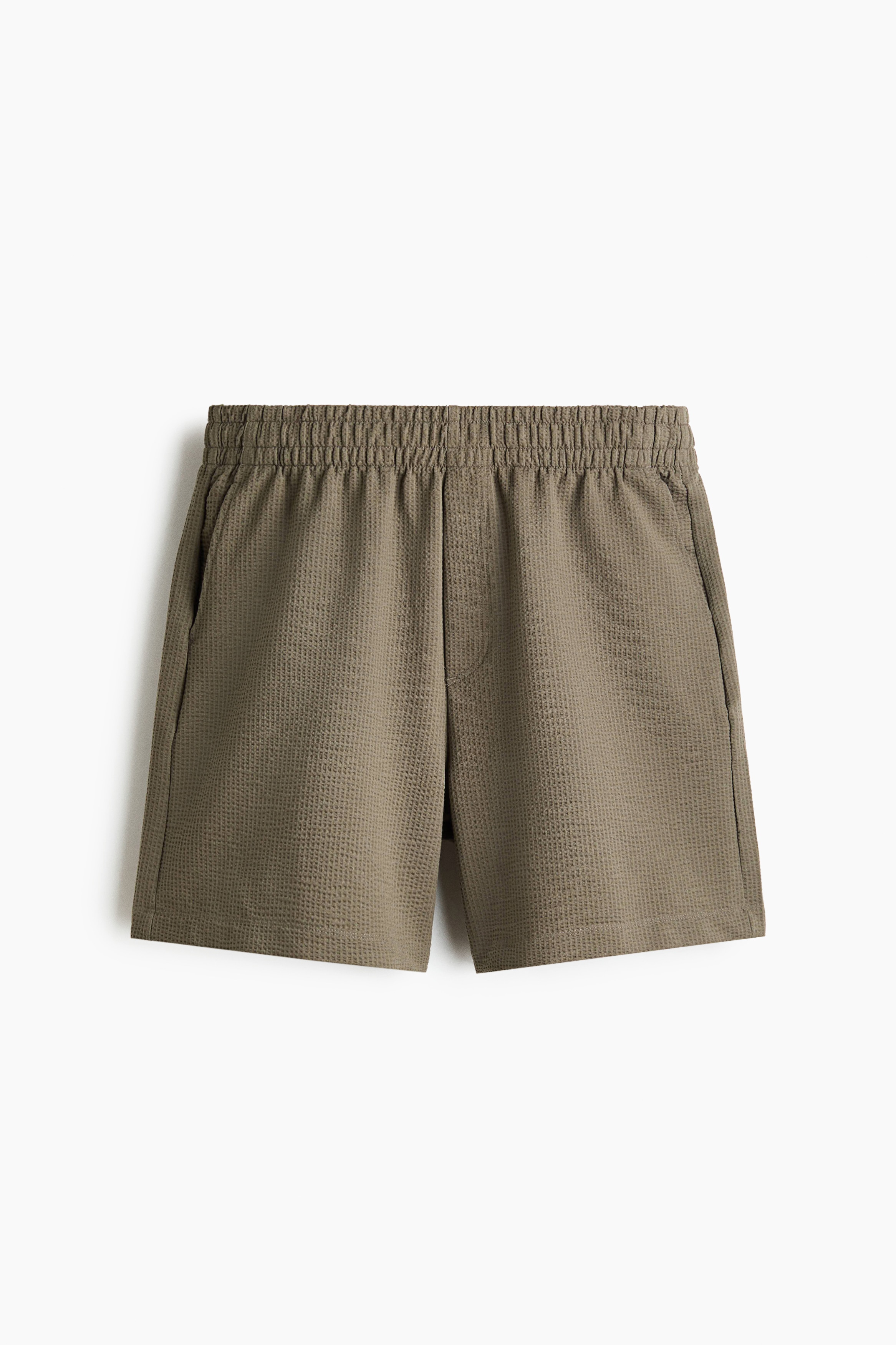 Relaxed-Fit Waffled Shorts - Khaki green/Black/White