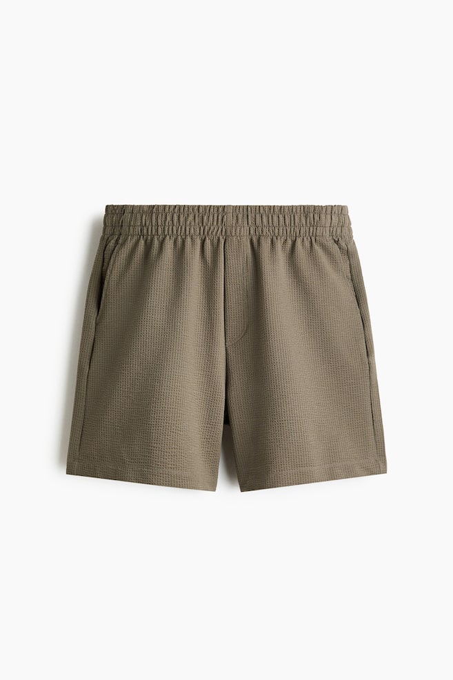 Shorts aus Waffeljersey in Relaxed Fit - Khakigrün/Schwarz/Weiß - 1