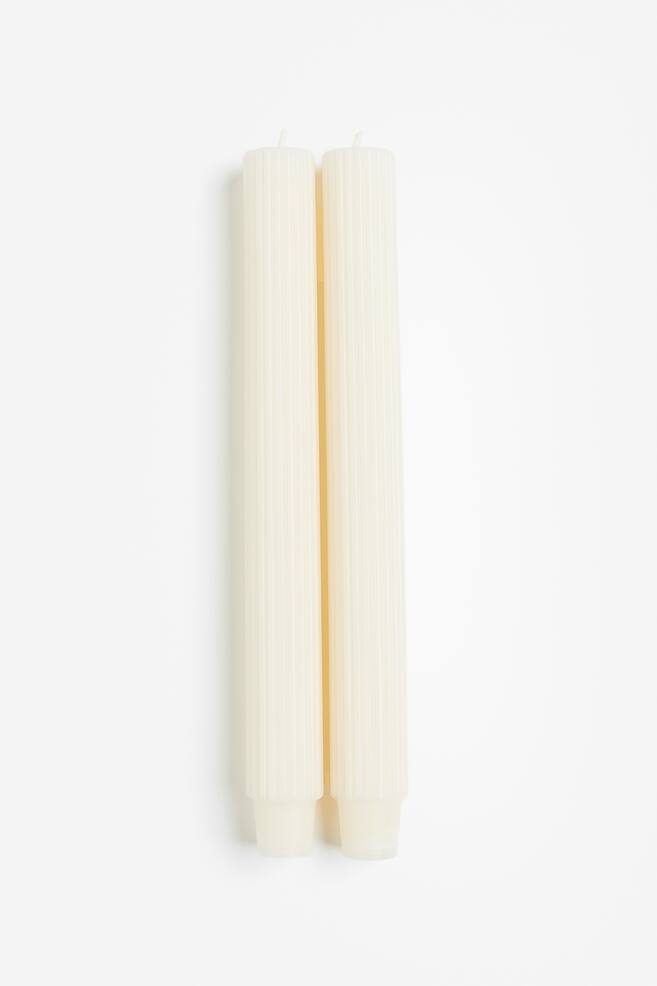 2-pack ribbed candles - White/Light mole - 1