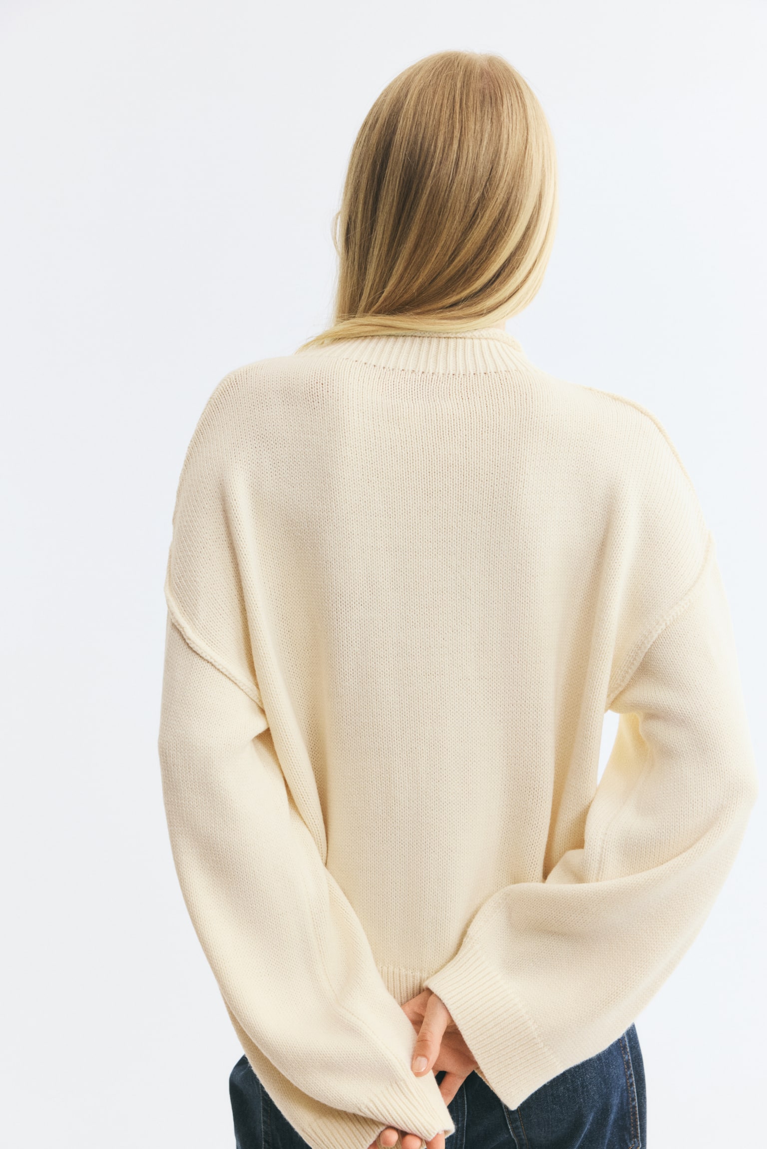 Женский кардиган H&M Oversized Cardigan, цвет: Кремовый — фото 5