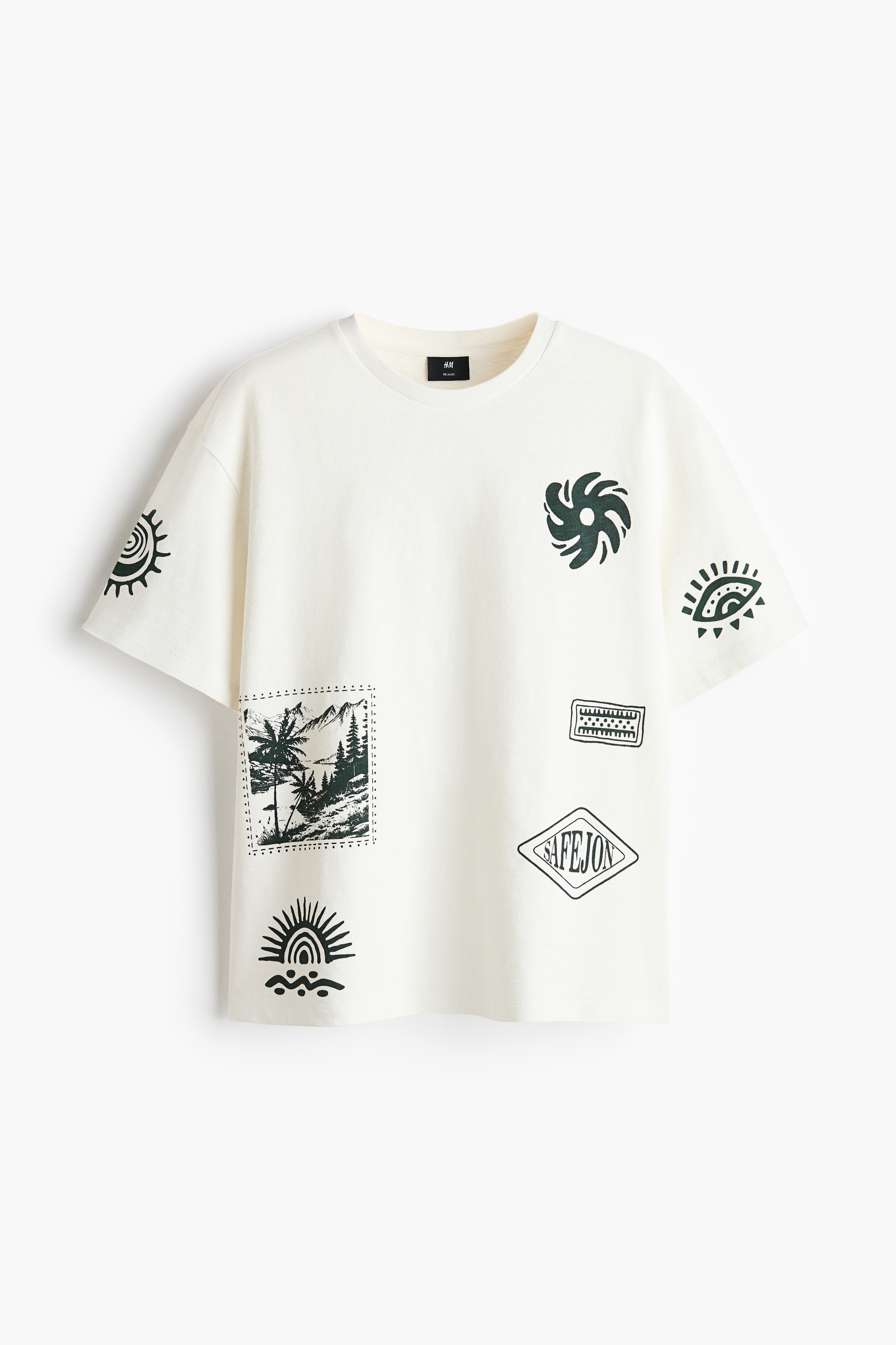 Relaxed Fit Printed T-shirt - White/Safejon