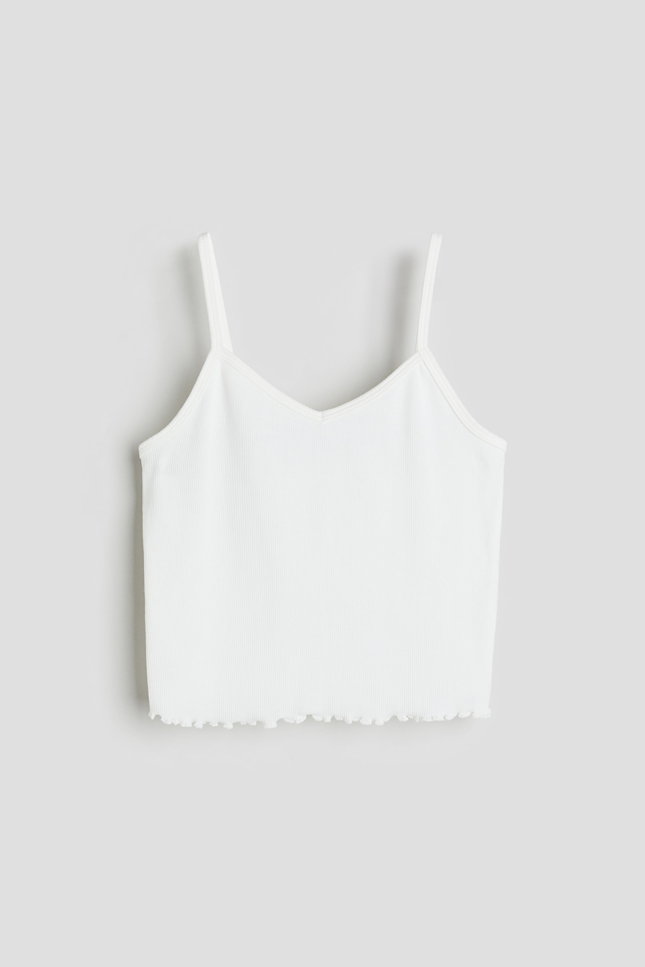 Ribbed jersey strappy top - White - Kids | H&M GB 1