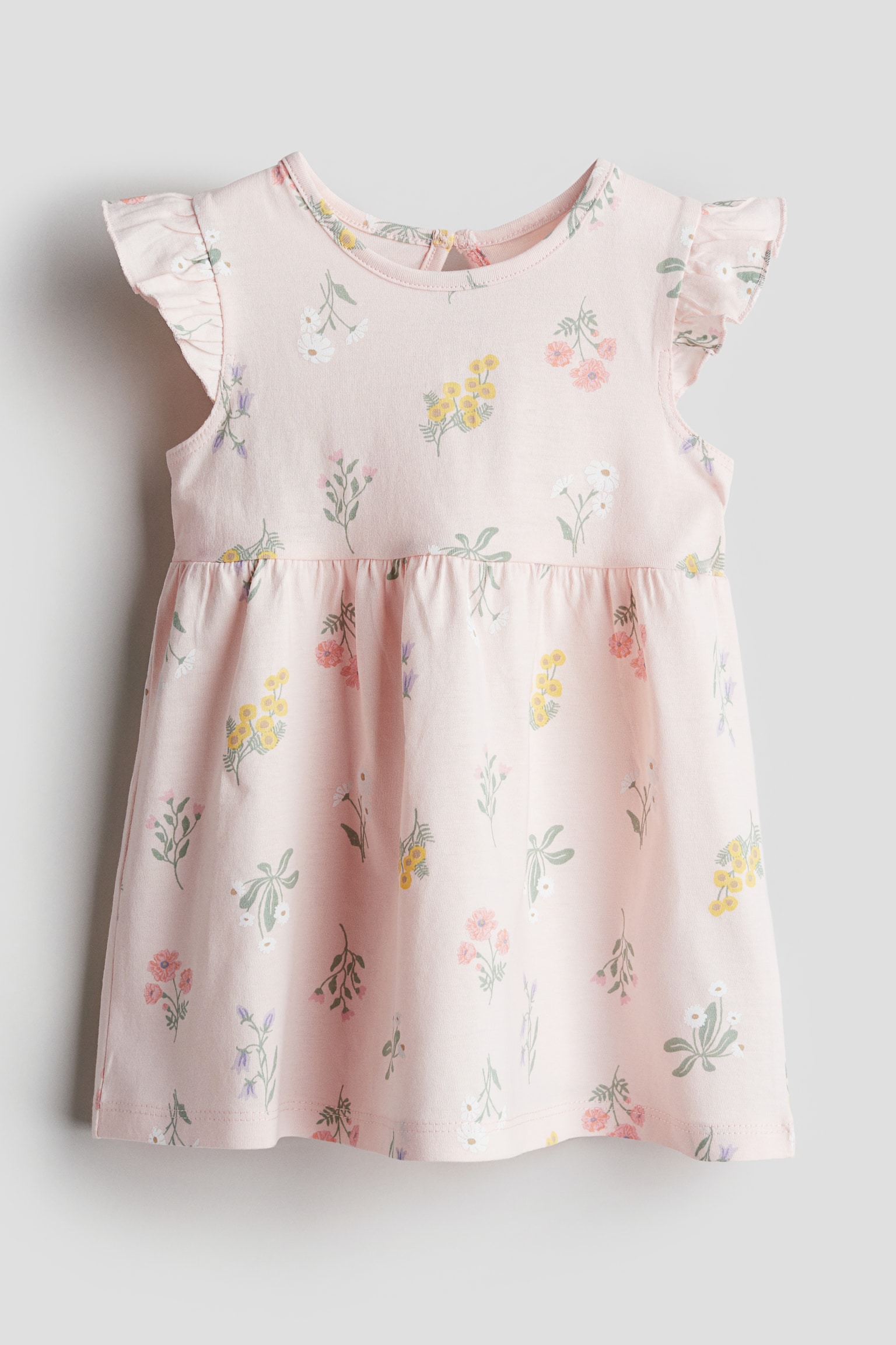 Flounce-trimmed jersey dress - Light pink/Floral/Dark blue/Floral/Dark grey/Floral/White/Bows/Dusty light green/Floral/White/Strawberries - 1