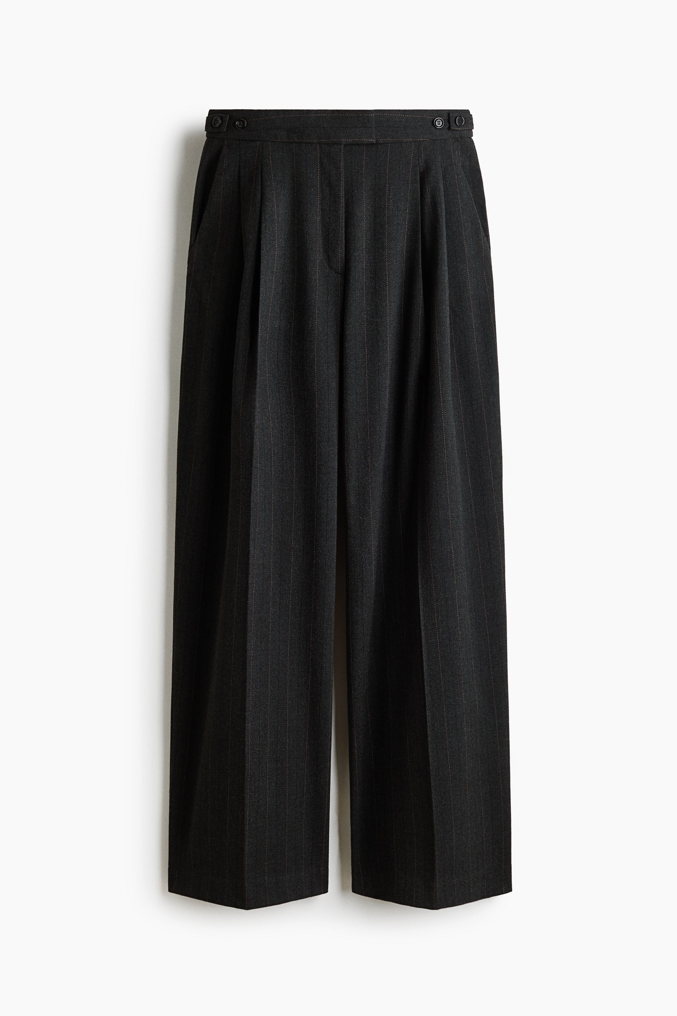 Wijde pantalon - Donkergrijs/krijtstrepen