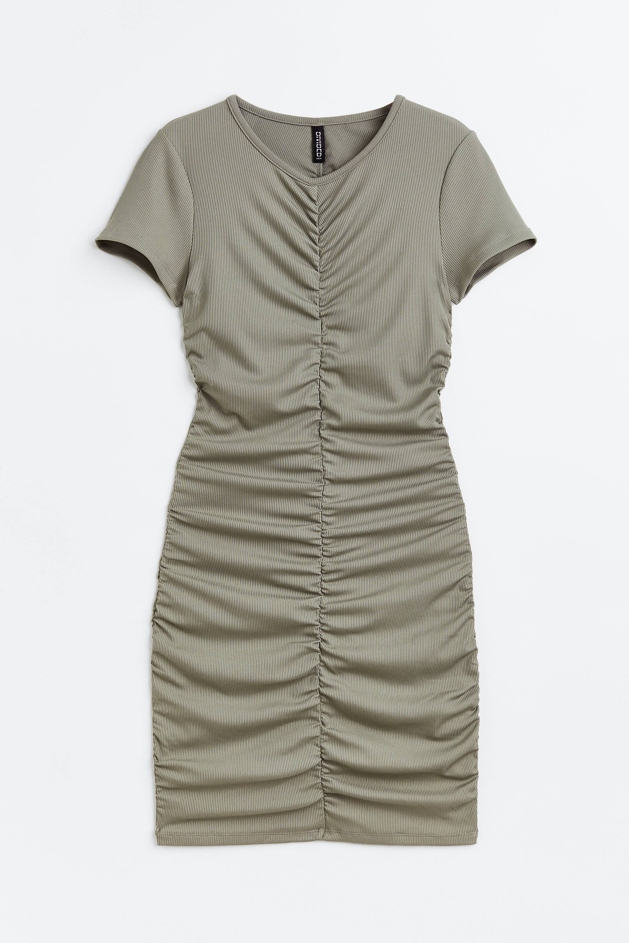 View larger image: Draped jersey dress - Light khaki green - Ladies | H&M IN 1