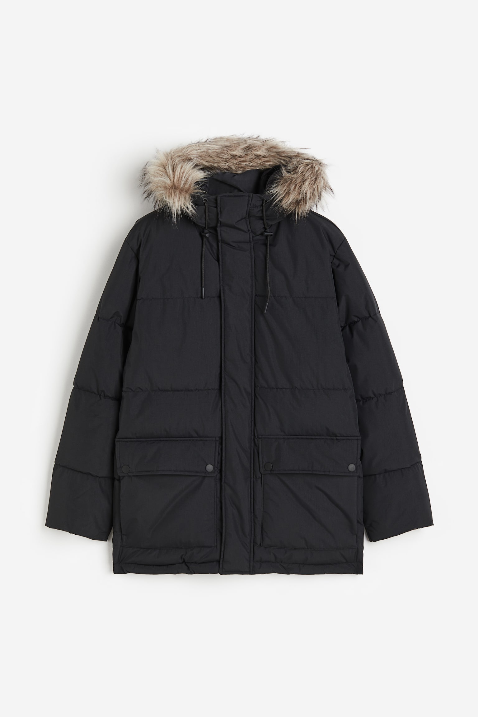 Regular Fit Water-repellent padded parka - Black - 1