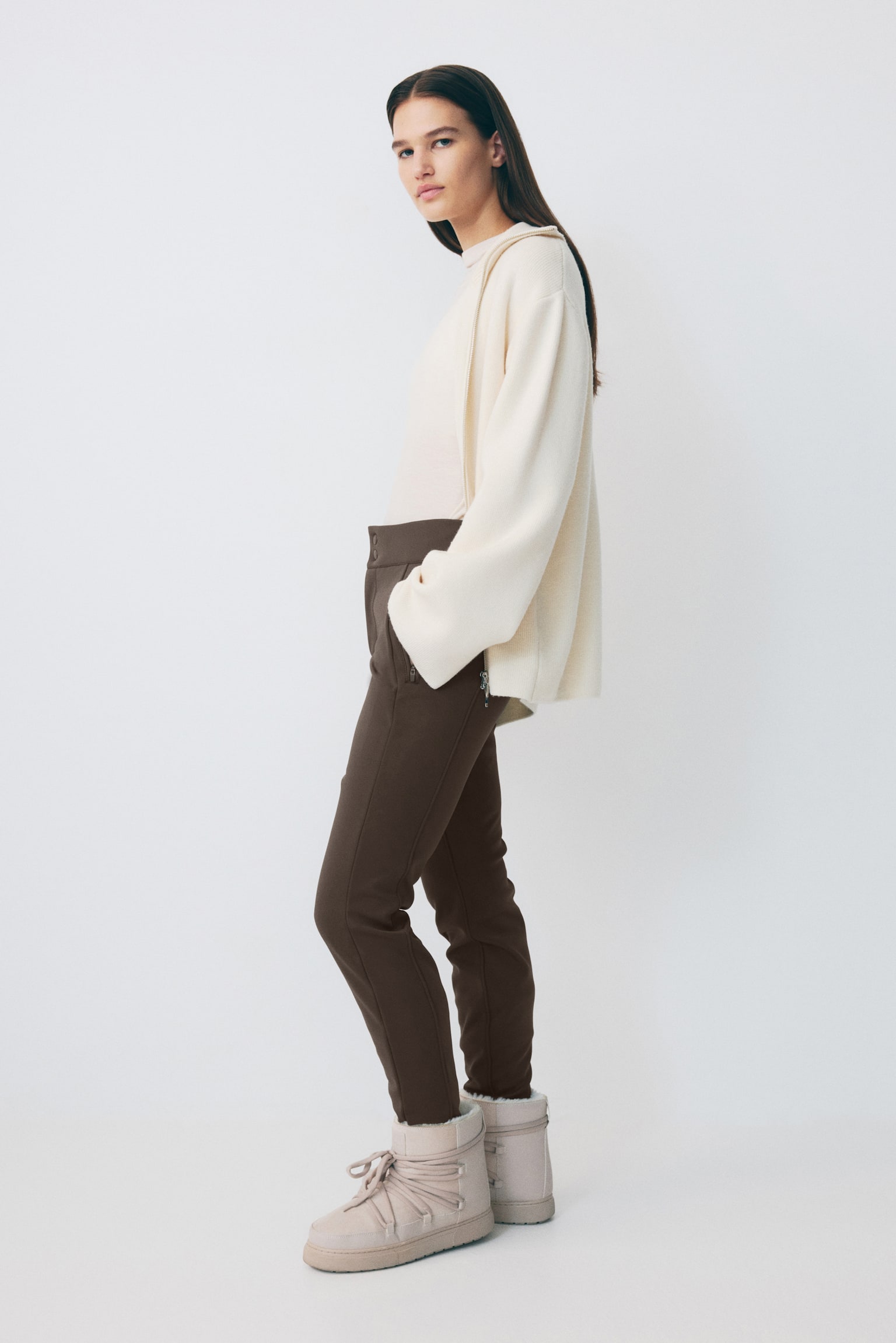 Brushed-inside ski trousers - Coffee - 5