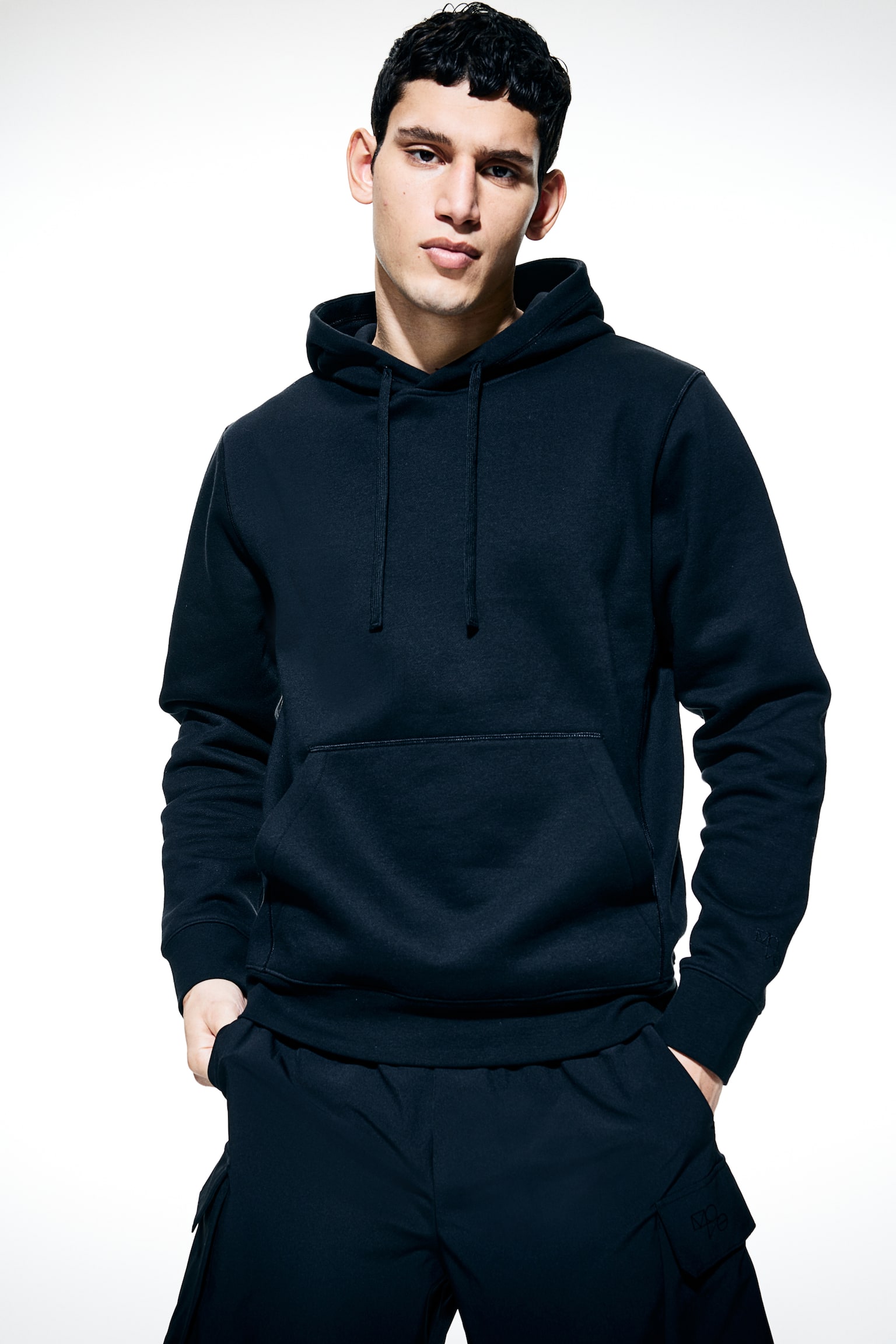 DryMove™ Regular Fit Sports Hoodie - Black/Navy blue - 1