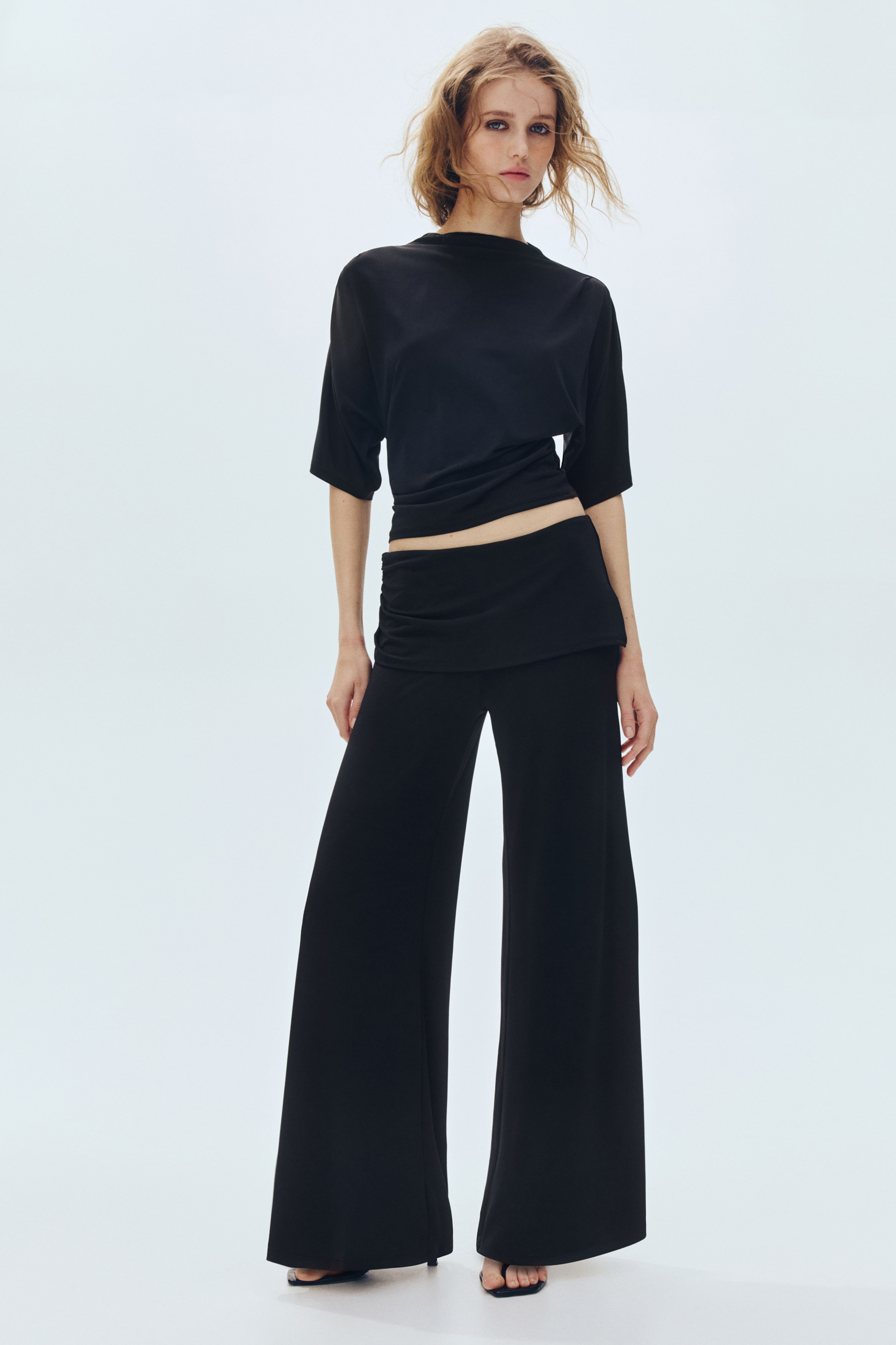 Draped Fine-Knit Pants