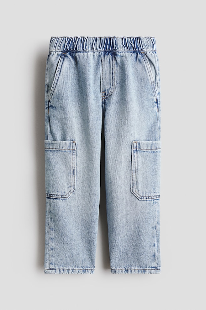 Denim cargo joggers - Pale denim blue - 1