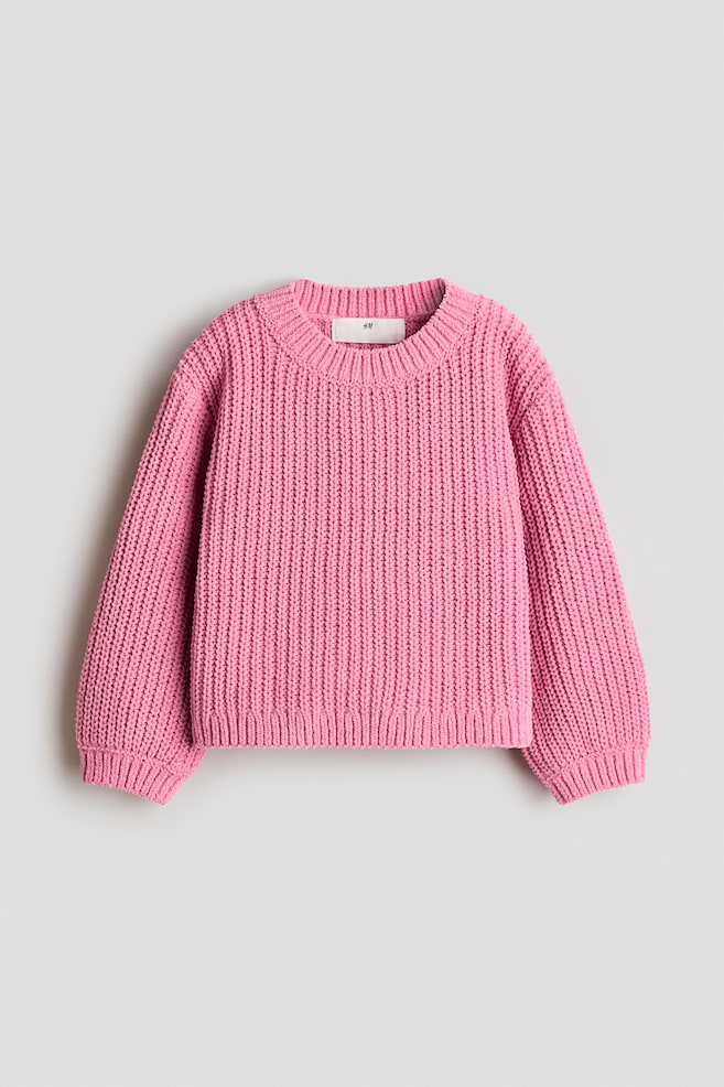 Chenille-Knit Sweater - Pink/Cream/Light turquoise - 1