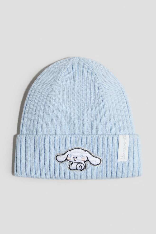 Motif-detail rib-knit beanie - Light blue/Cinnamoroll - 1
