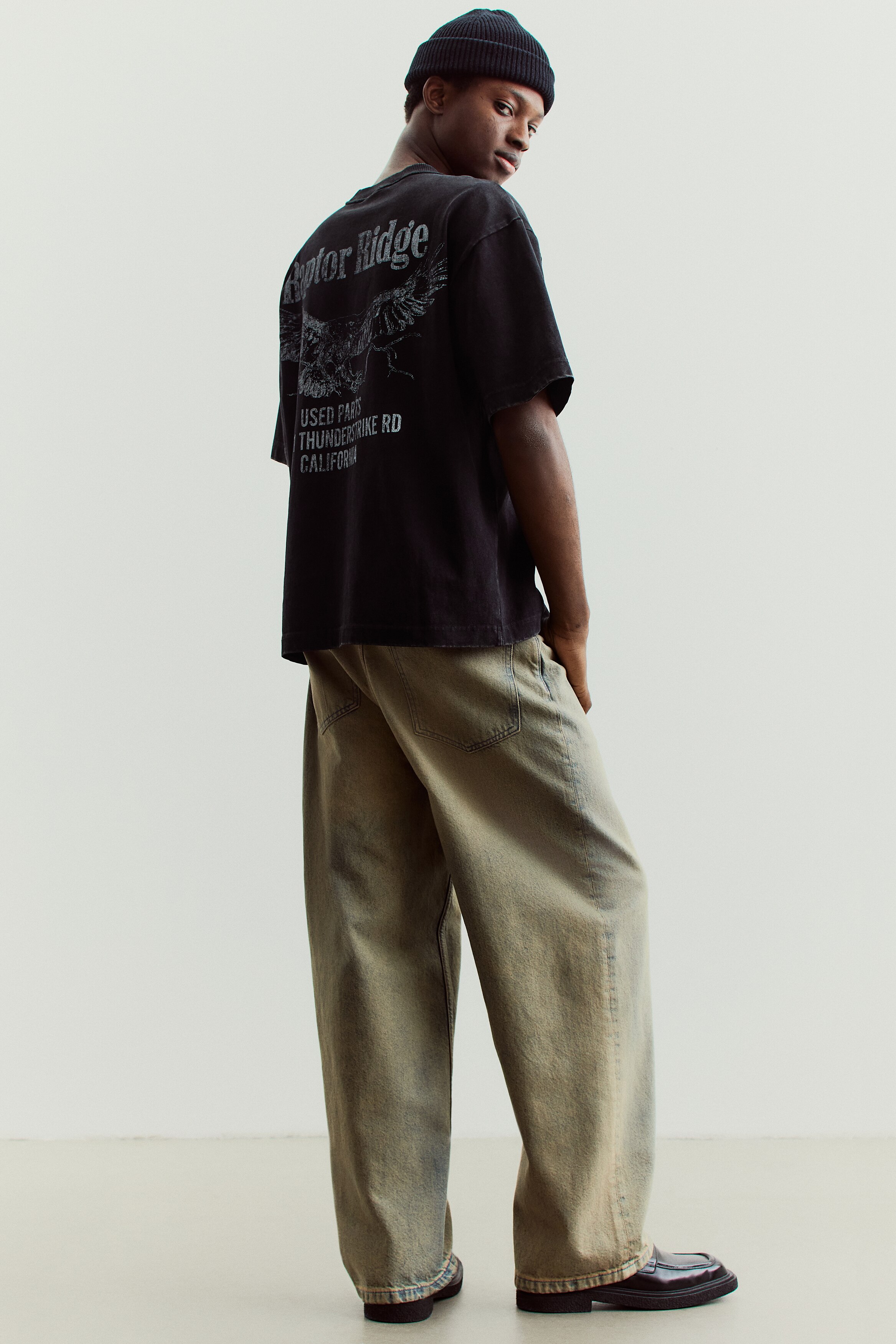 Loose-Fit Printed T-Shirt - Black/Raptor Ridge - Men | H&M US