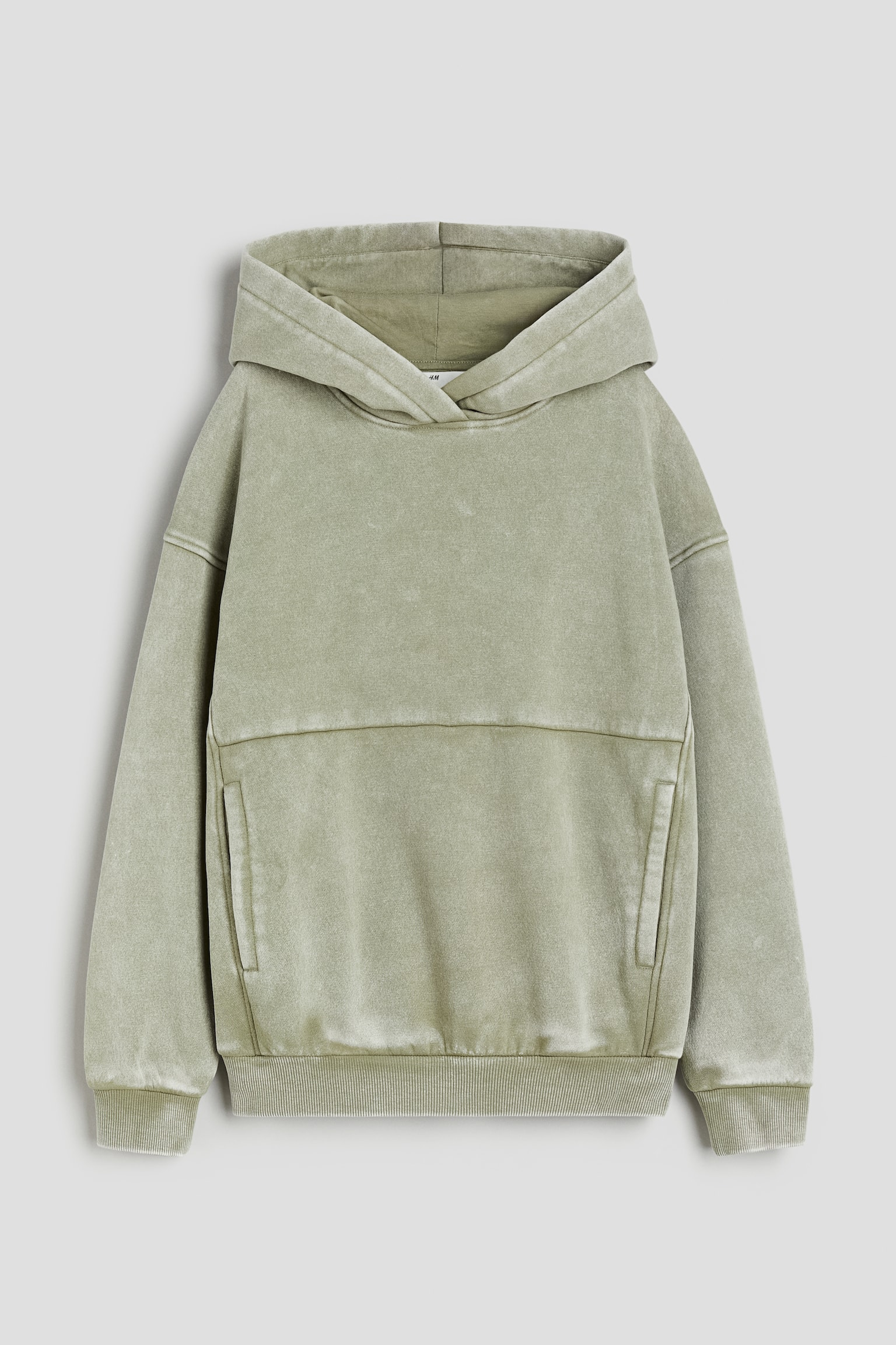 Oversized Washed Look Hoodie - Washed khaki green - 1