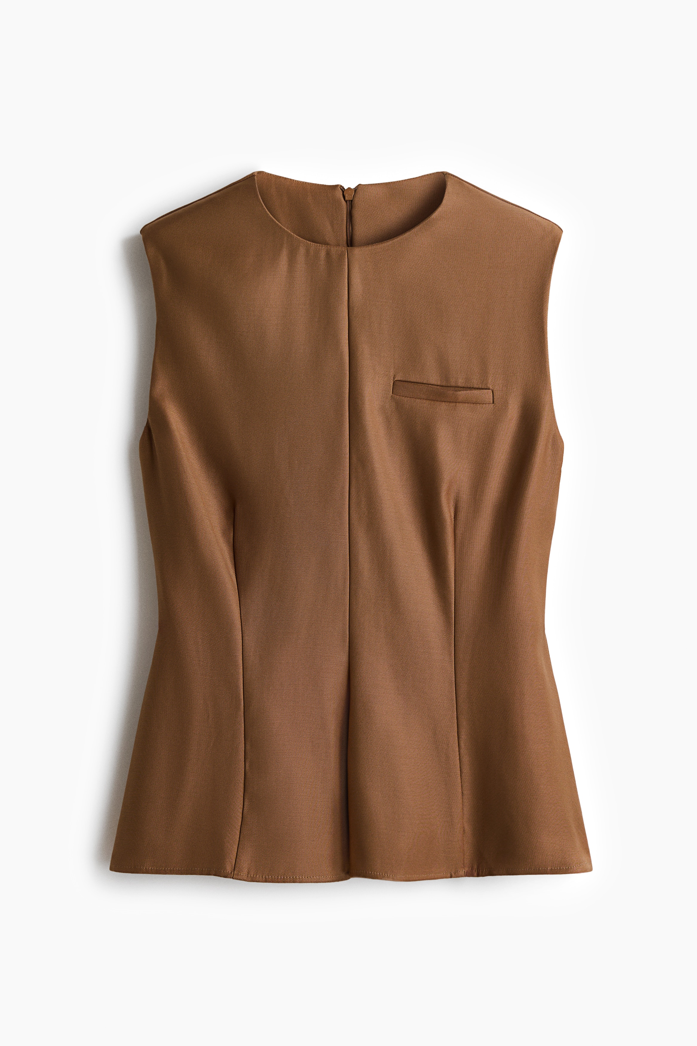 Sleeveless Peplum Top - Dark beige/Navy blue
